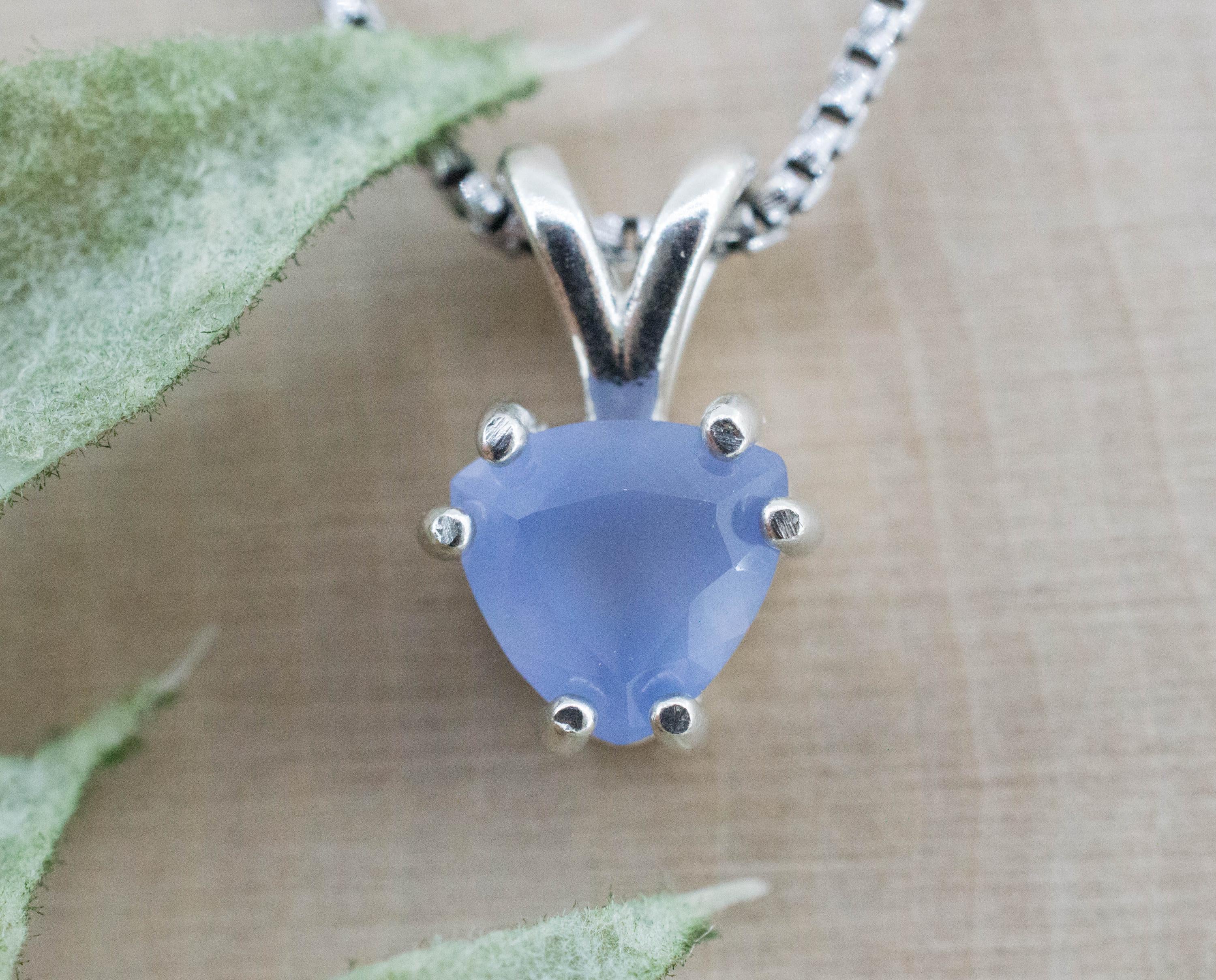 Blue Agate Pendant; Natural Untreated Namibia Agate; 1.200cts - Mark Oliver Gems