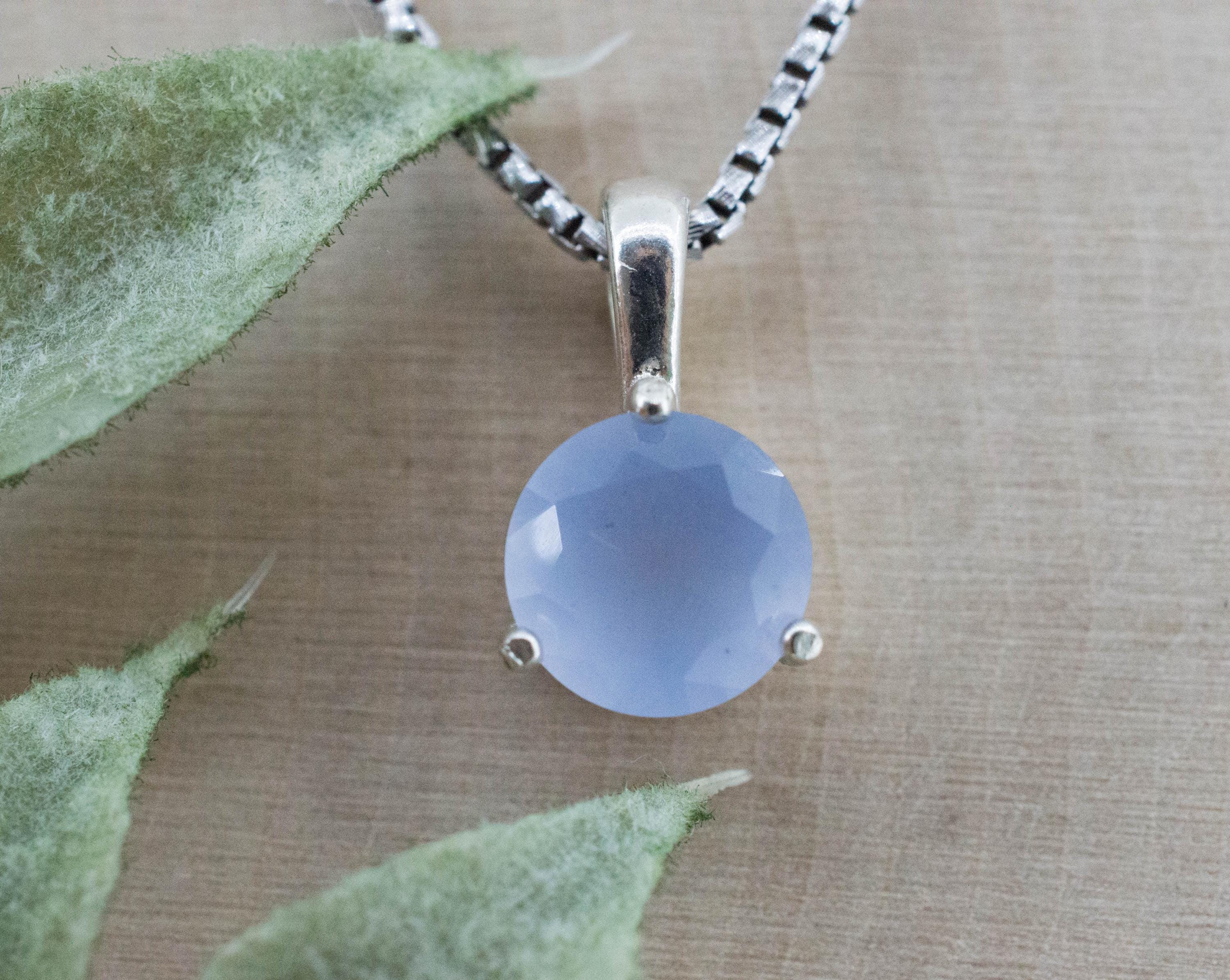 Blue Agate Pendant; Natural Untreated Namibia Agate; 1.500cts - Mark Oliver Gems