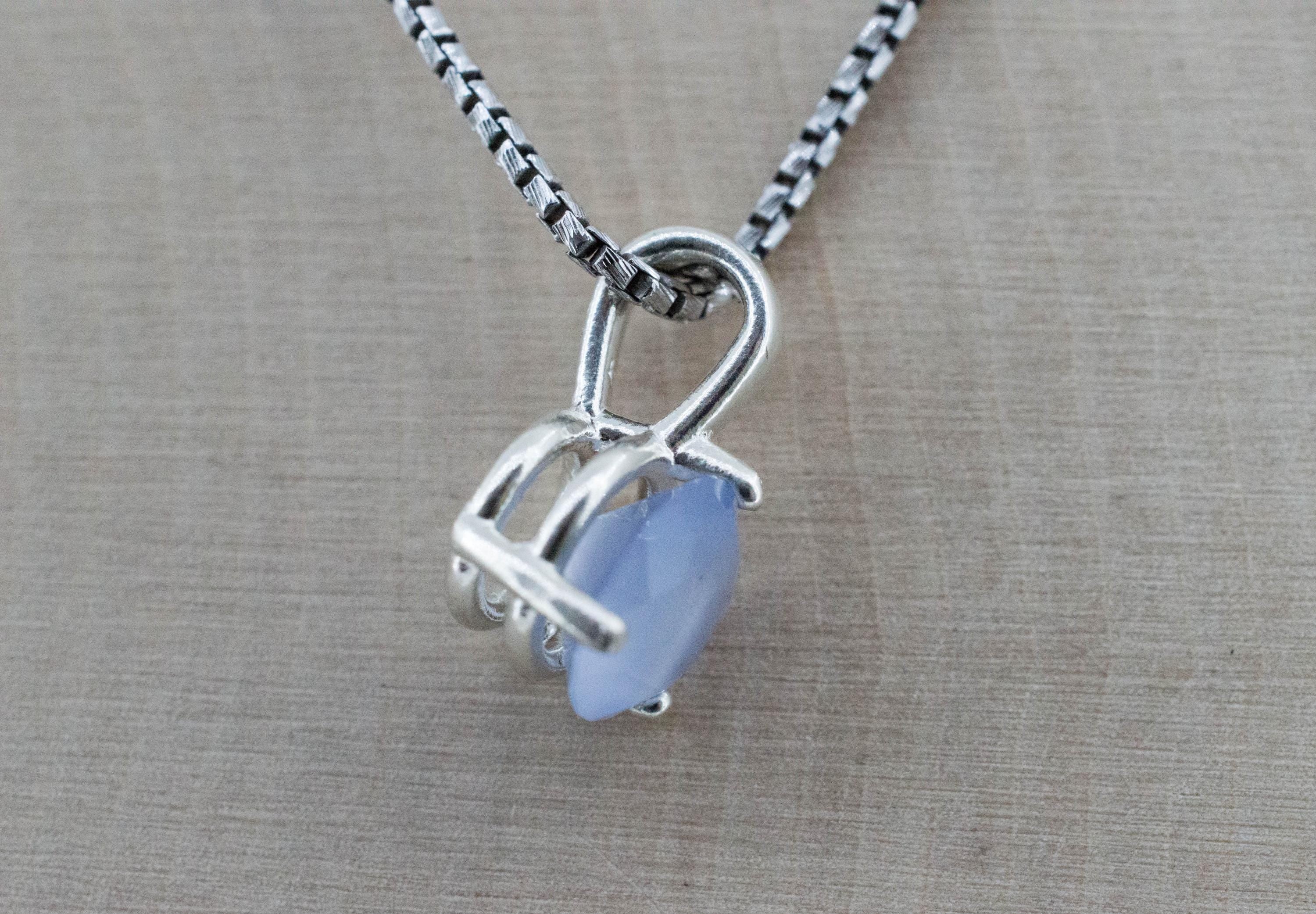 Blue Agate Pendant; Natural Untreated Namibia Agate; 1.500cts - Mark Oliver Gems