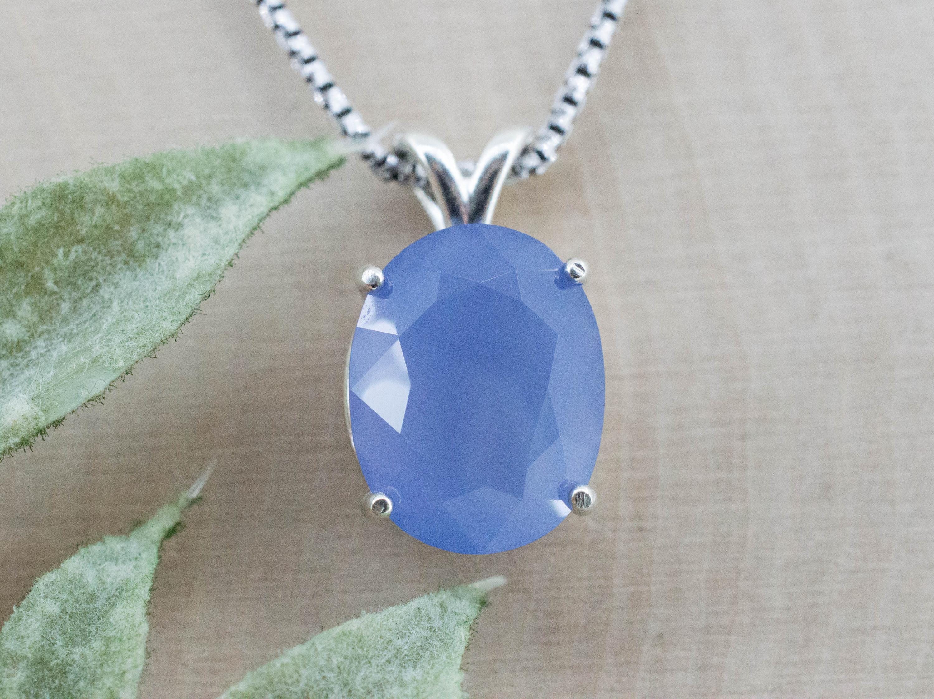 Blue Agate Pendant; Natural Untreated Namibia Agate; 7.340cts - Mark Oliver Gems