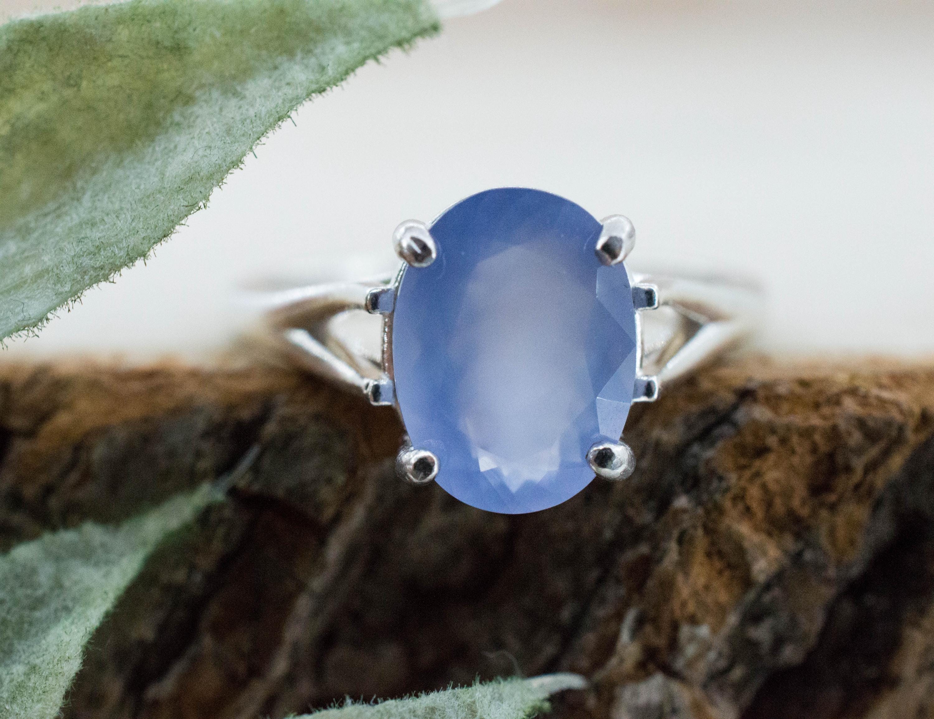 Blue Agate Ring; Natural Untreated Namibia Blue Agate; 1.945cts - Mark Oliver Gems