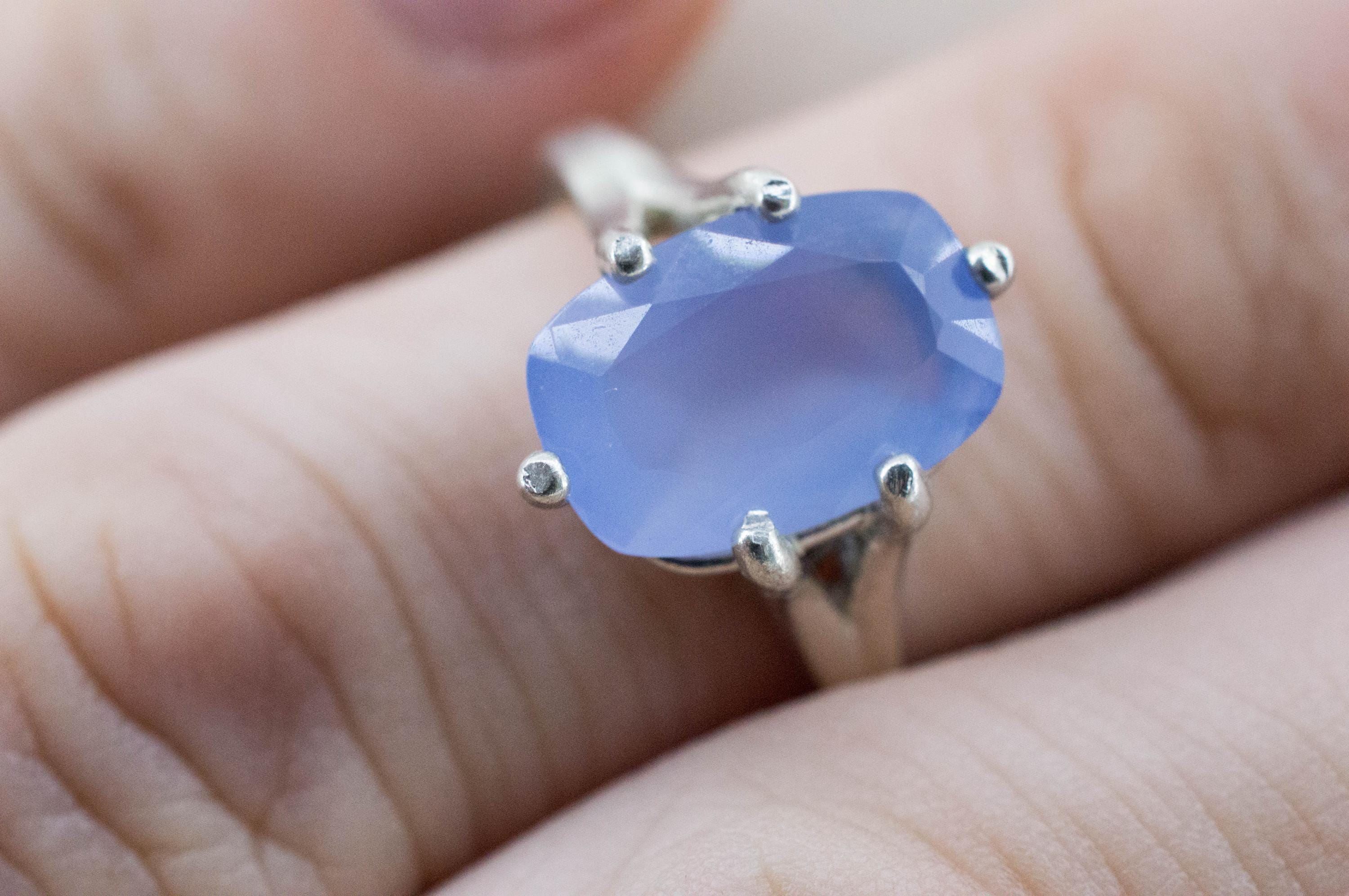 Blue Agate Ring; Natural Untreated Namibia Blue Agate; 2.825cts - Mark Oliver Gems