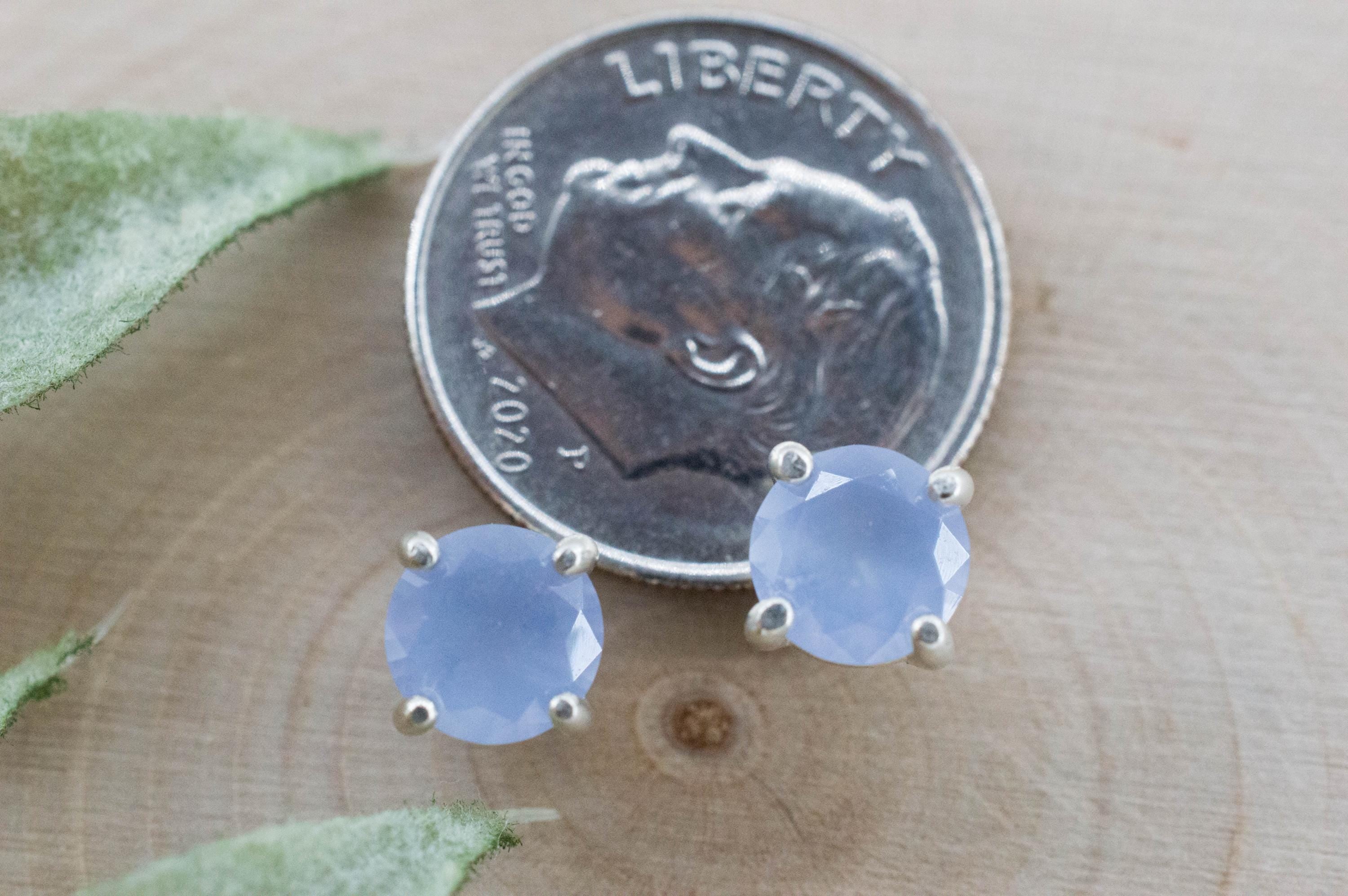 Blue Agate Earrings; Natural Untreated Namibia Agate; 1.215cts - Mark Oliver Gems