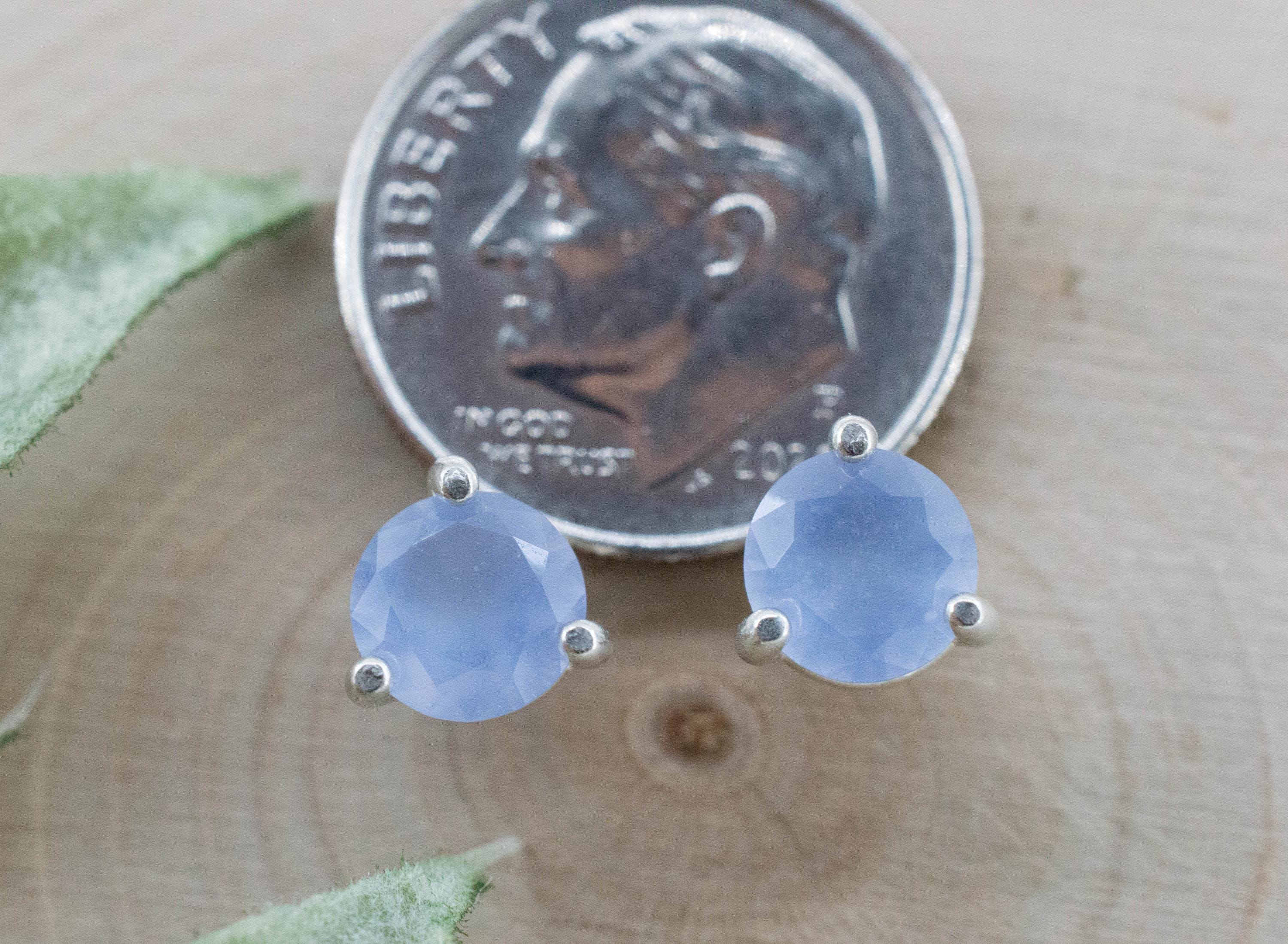 Blue Agate Earrings; Natural Untreated Namibia Agate; 1.290cts - Mark Oliver Gems