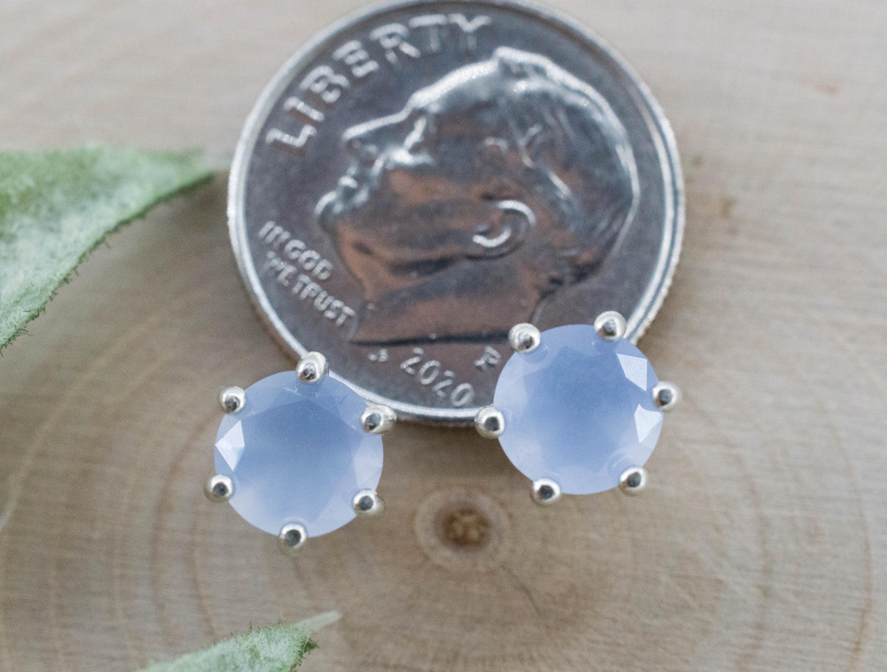 Blue Agate Earrings; Natural Untreated Namibia Agate; 1.345cts - Mark Oliver Gems