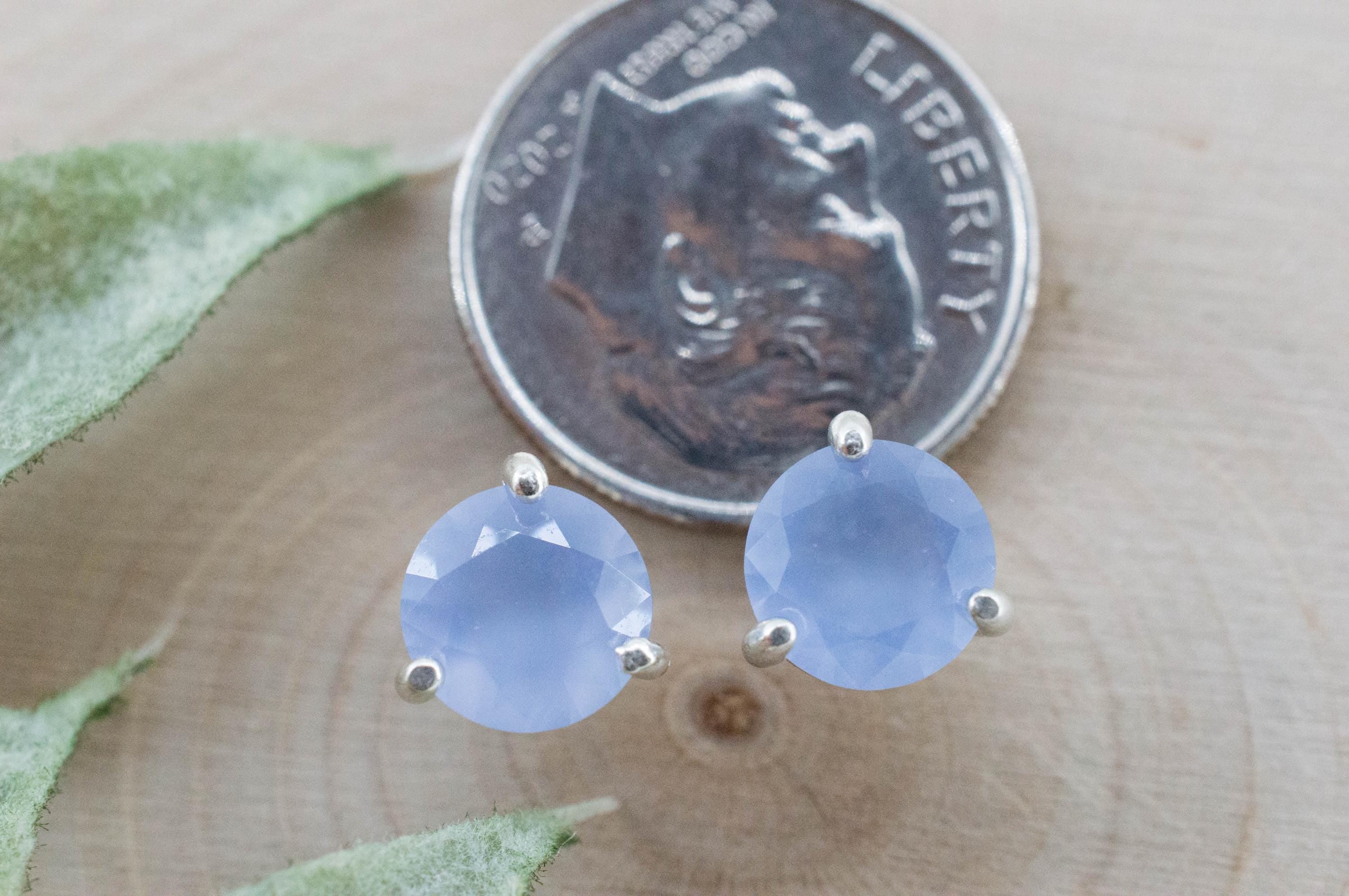 Blue Agate Earrings; Natural Untreated Namibia Agate; 1.990cts - Mark Oliver Gems