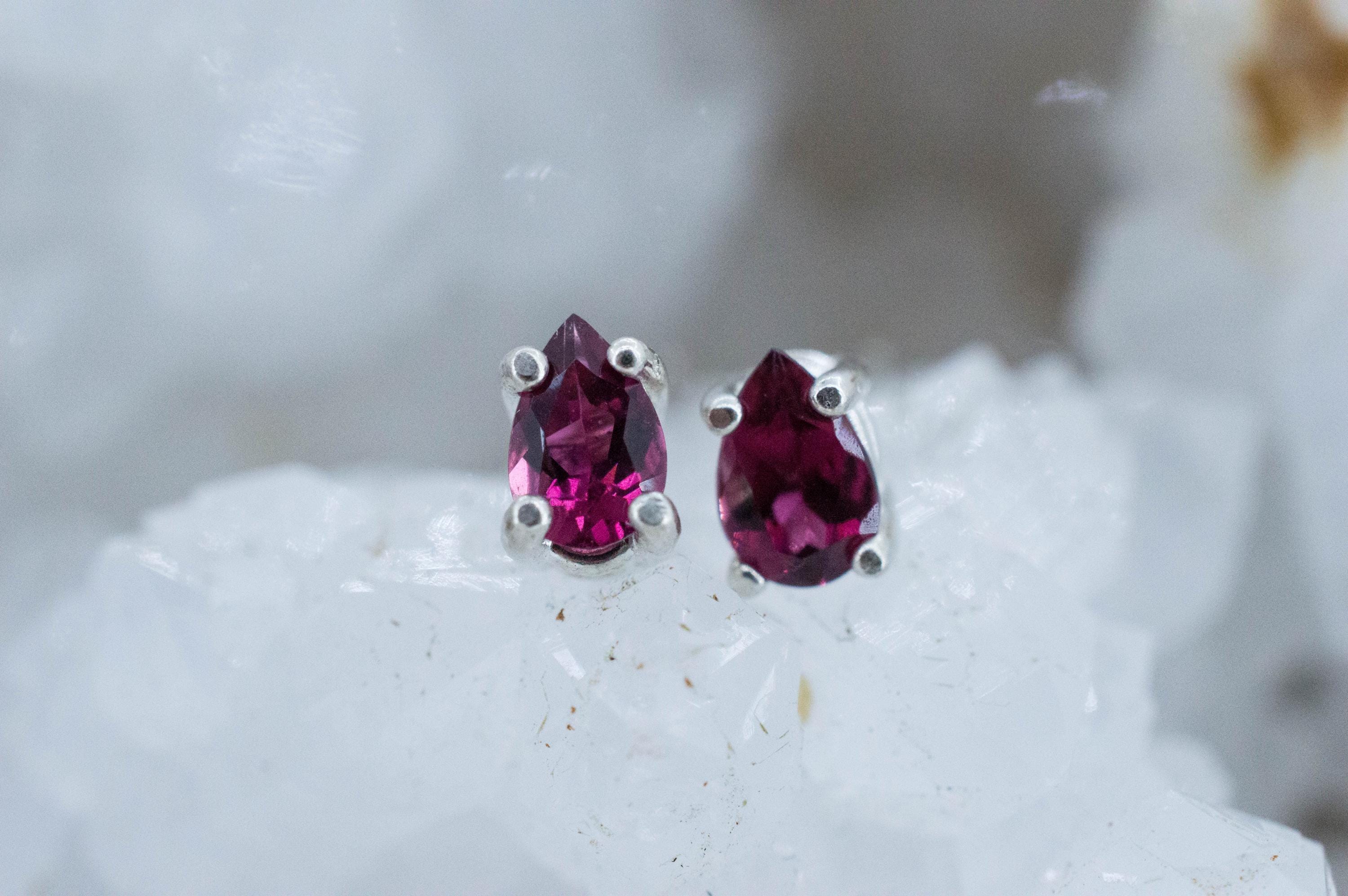 Rubellite Tourmaline Earrings; Natural Untreated Brazilian Tourmaline; 0.705cts - Mark Oliver Gems
