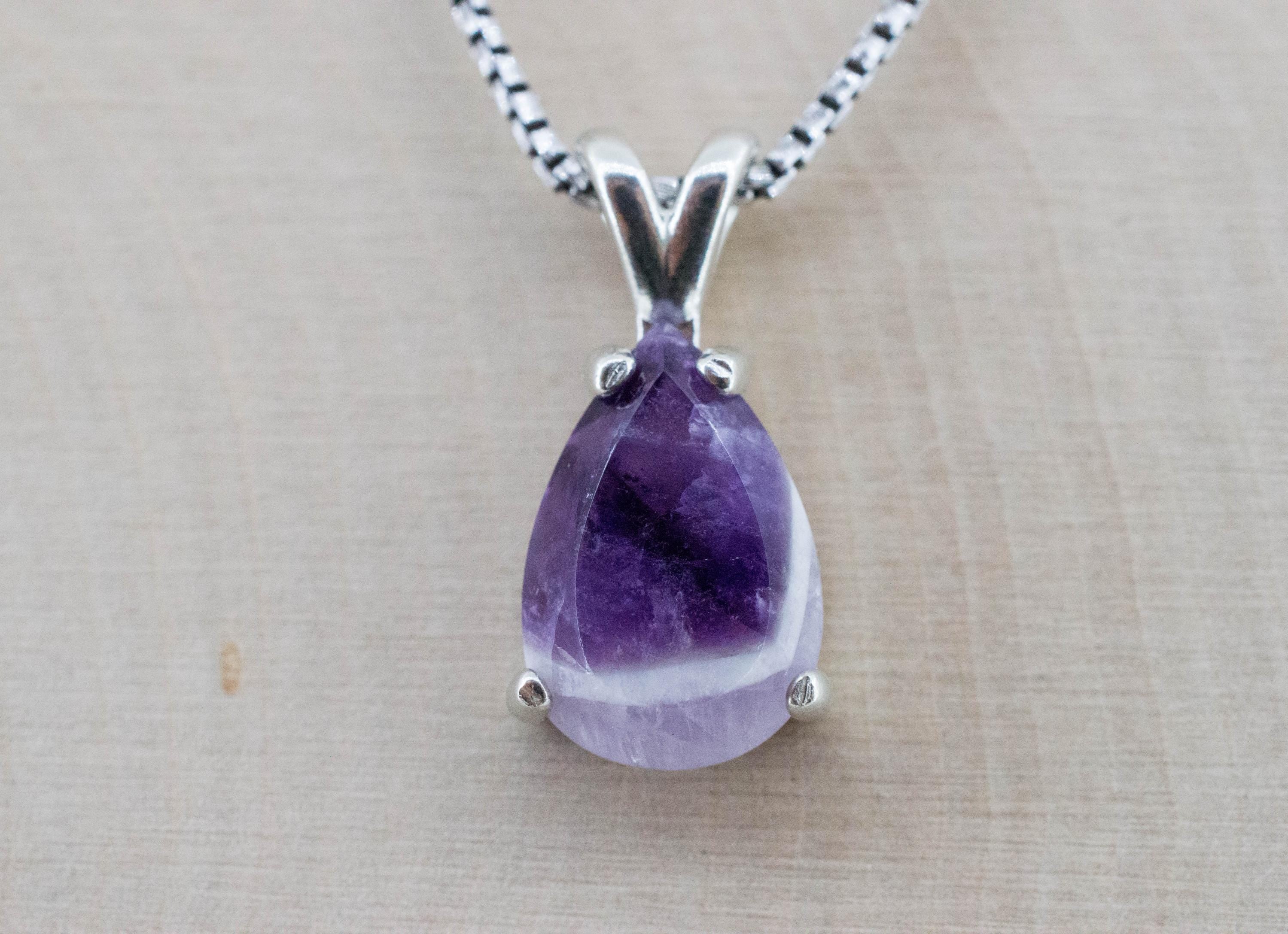 Chevron Amethyst Pendant, Natural Untreated Brazil Amethyst; 3.820cts