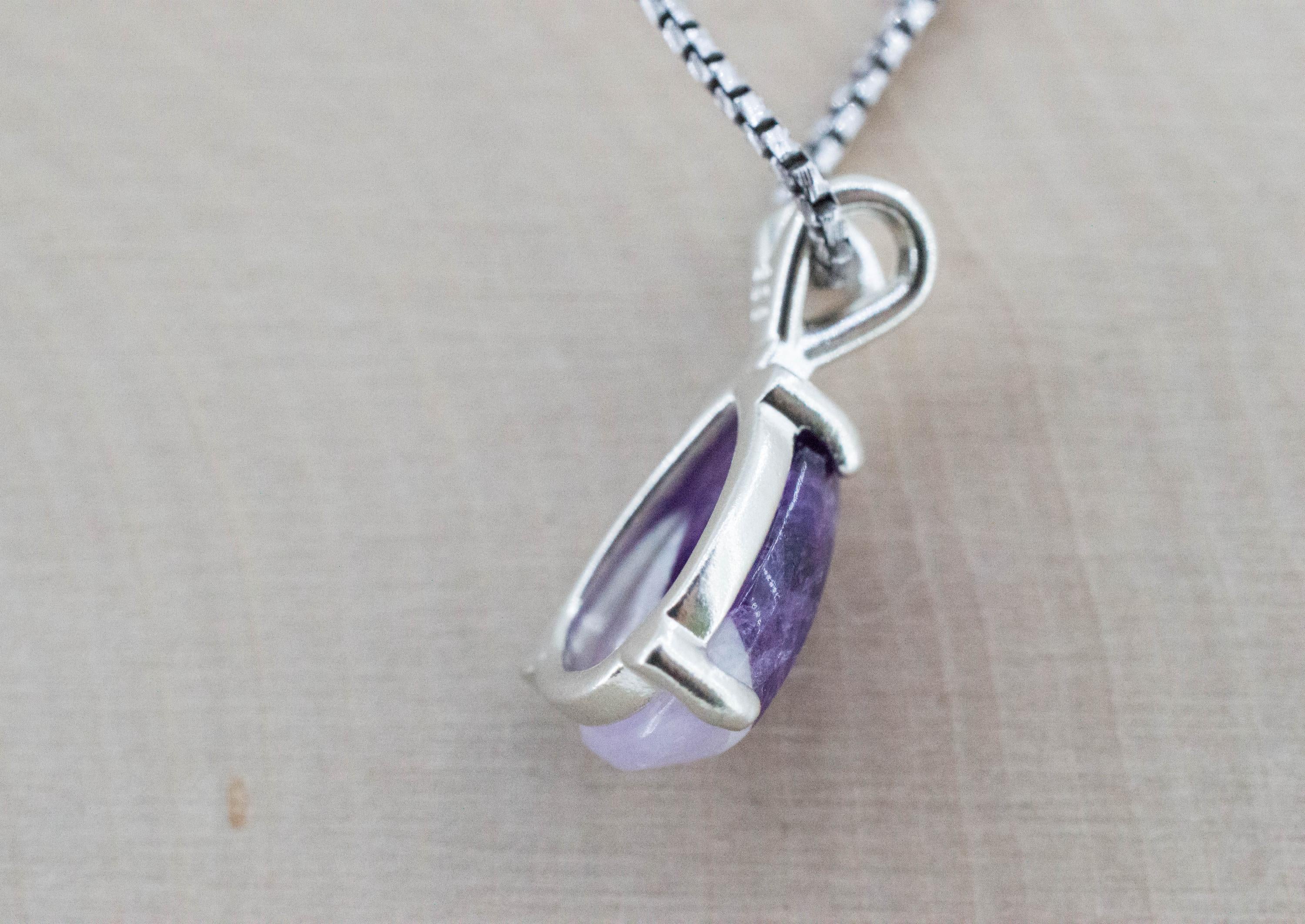 Chevron Amethyst Pendant, Natural Untreated Brazil Amethyst; 3.820cts