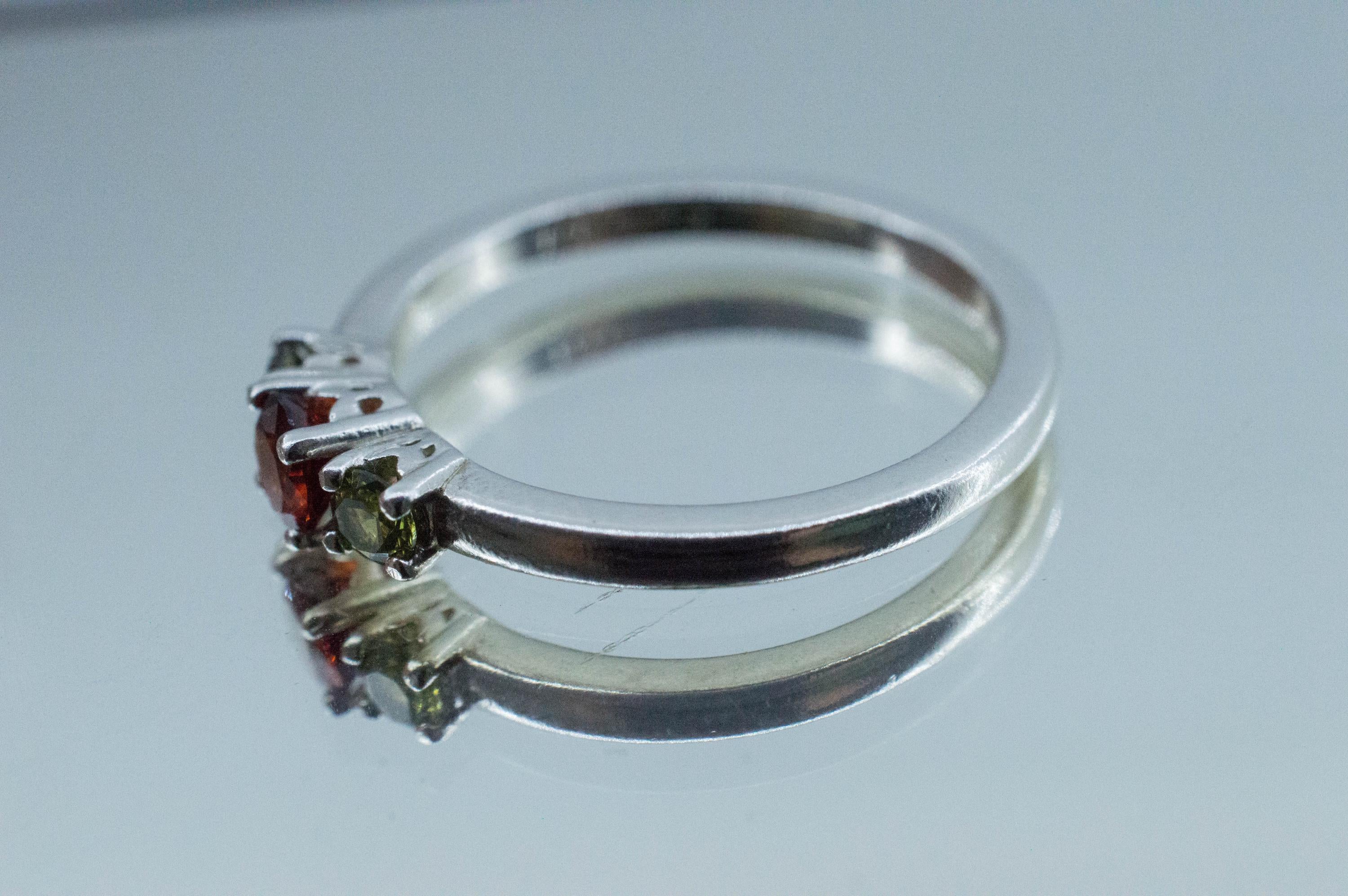 Spessartite Garnet and Green Zircon Ring; Natural Untreated Tanzania Lindi Garnet and Sri Lanka Zircon - Mark Oliver Gems