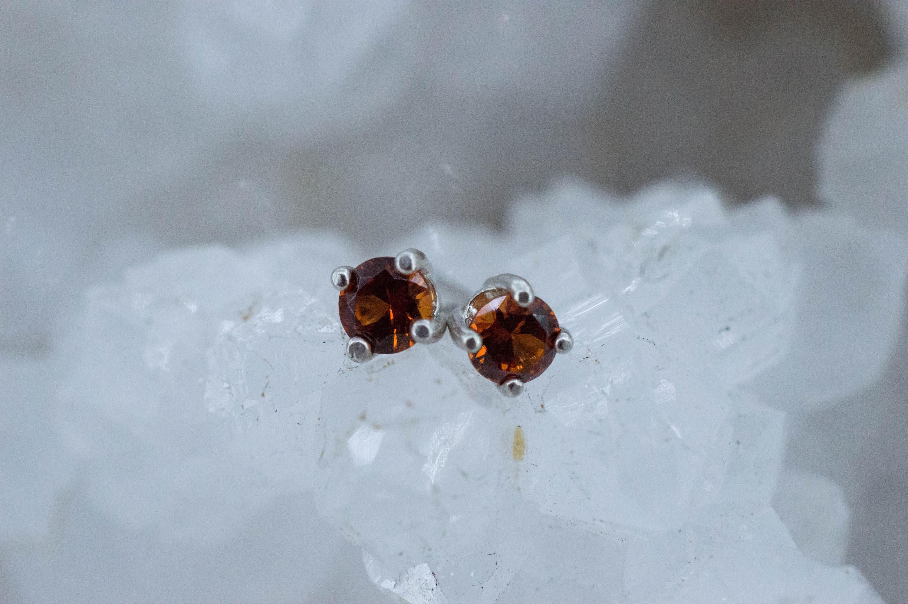 Spessartite Garnet Earrings; Natural Untreated Tanzania Lindi Garnet; 0.425cts