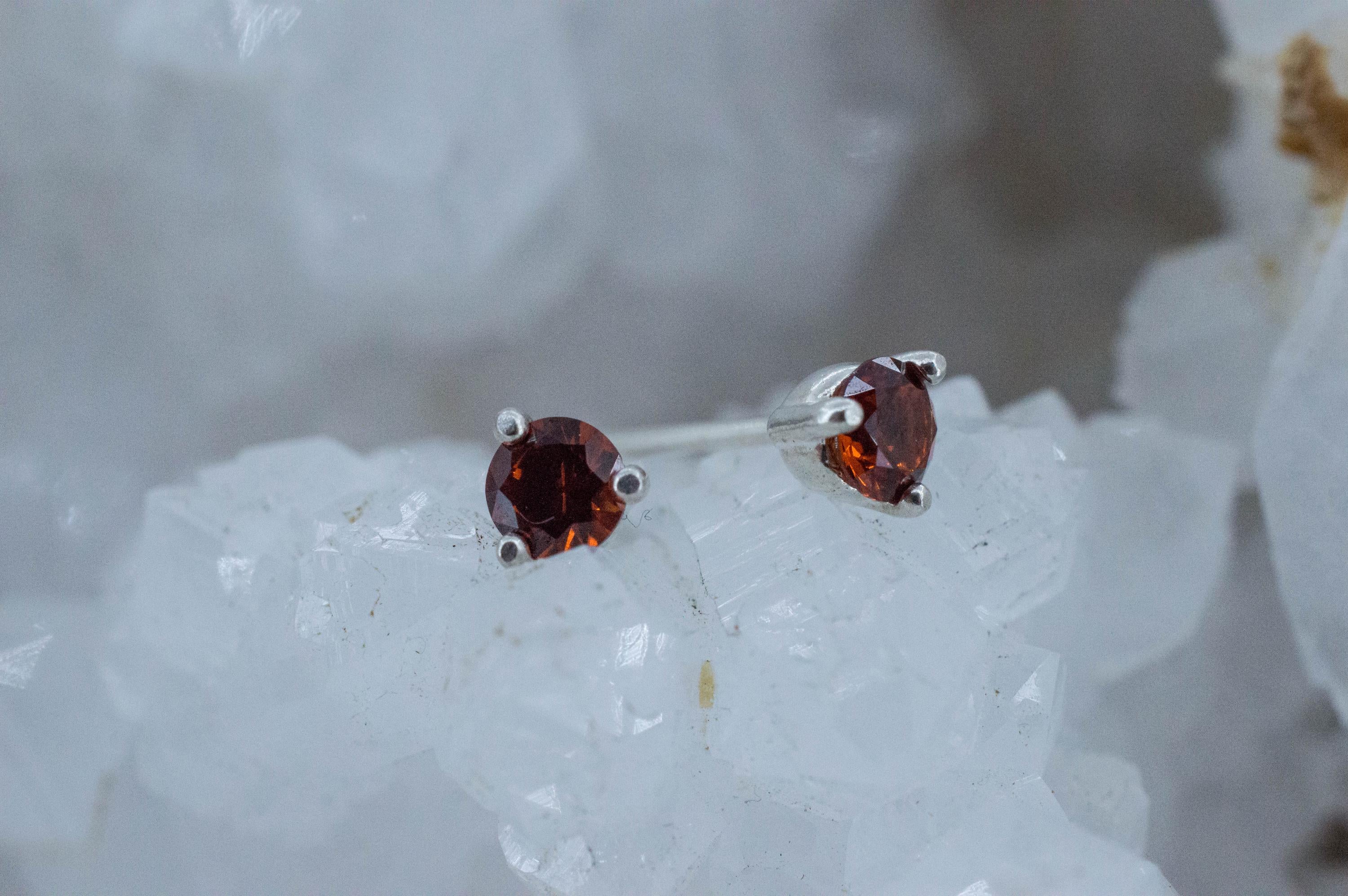 Spessartite Garnet Earrings; Natural Untreated Tanzania Lindi Garnet; 0.660cts
