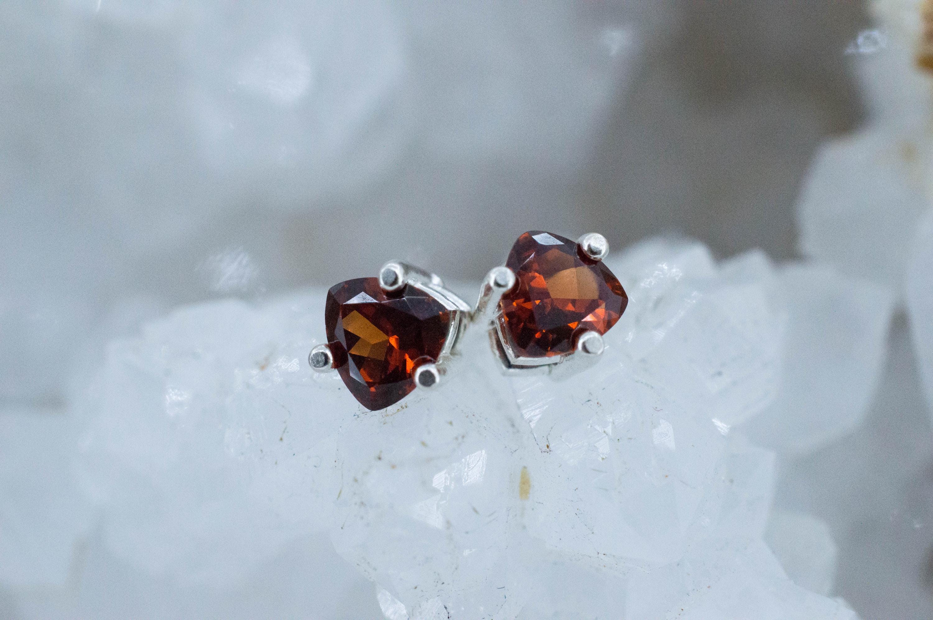 Spessartite Garnet Earrings; Natural Untreated Tanzania Lindi Garnet; 1.125cts