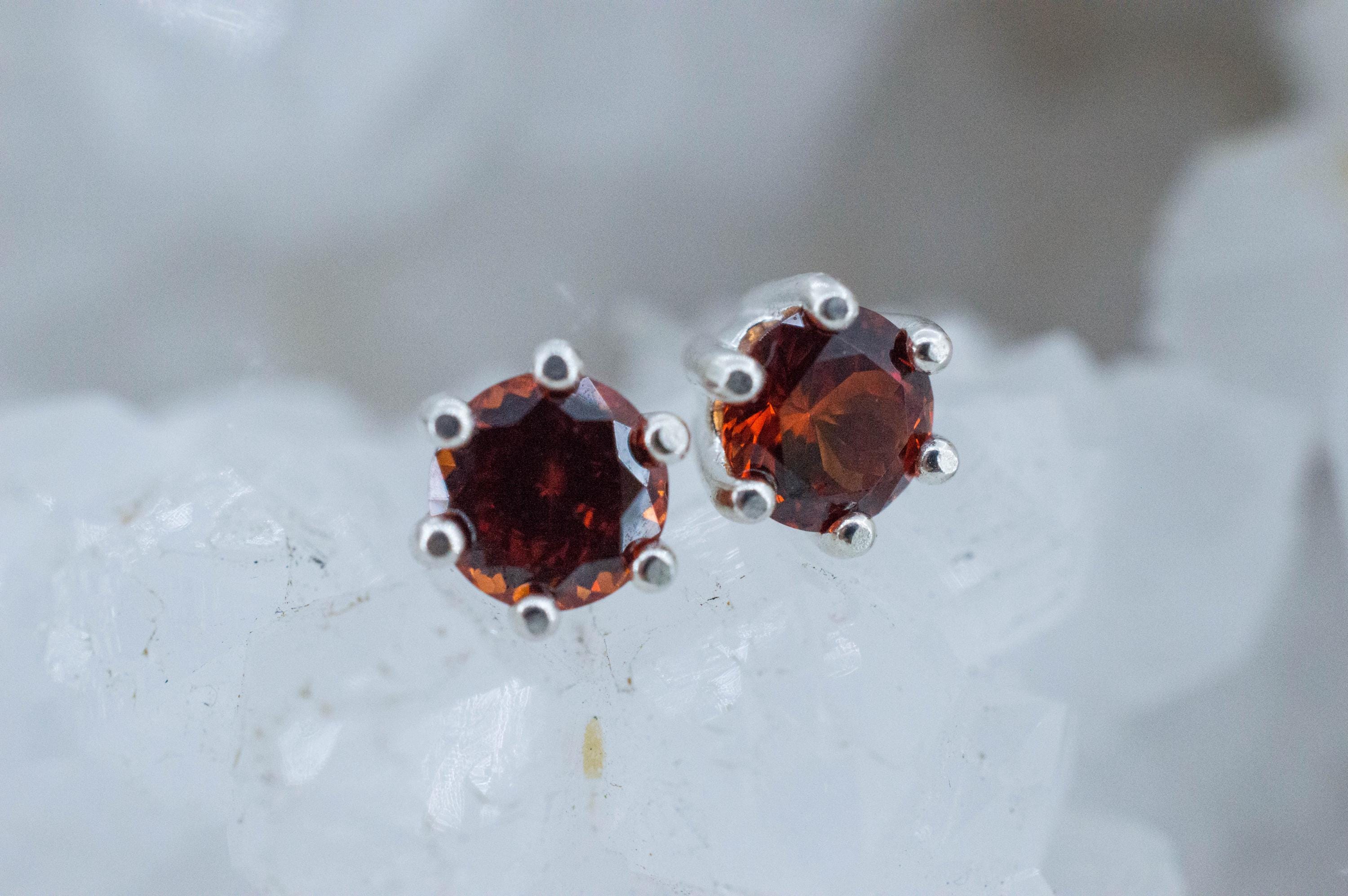 Spessartite Garnet Earrings; Natural Untreated Tanzania Lindi Garnet; 1.160cts