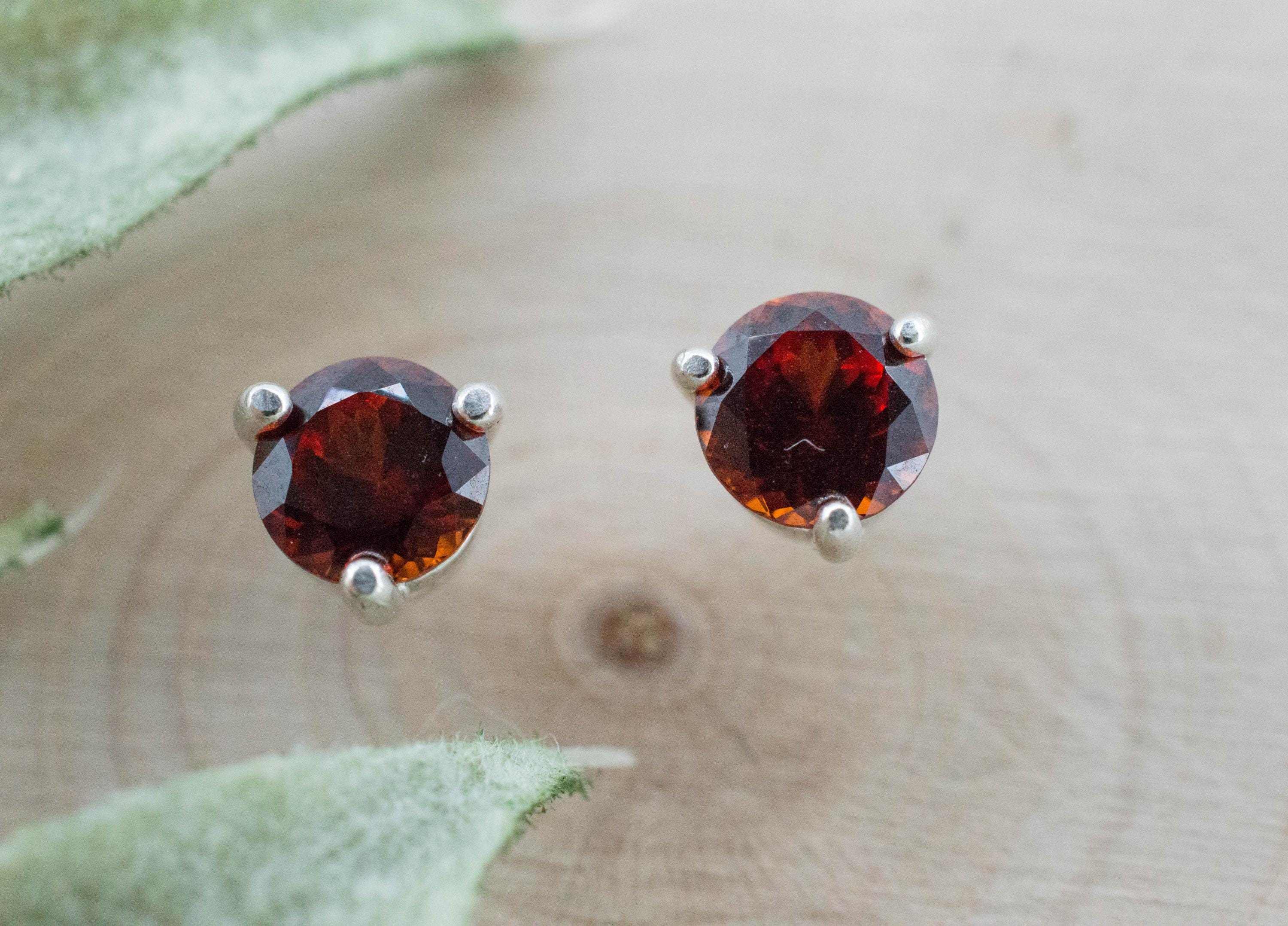Spessartite Garnet Earrings; Natural Untreated Tanzania Lindi Garnet; 1.410cts
