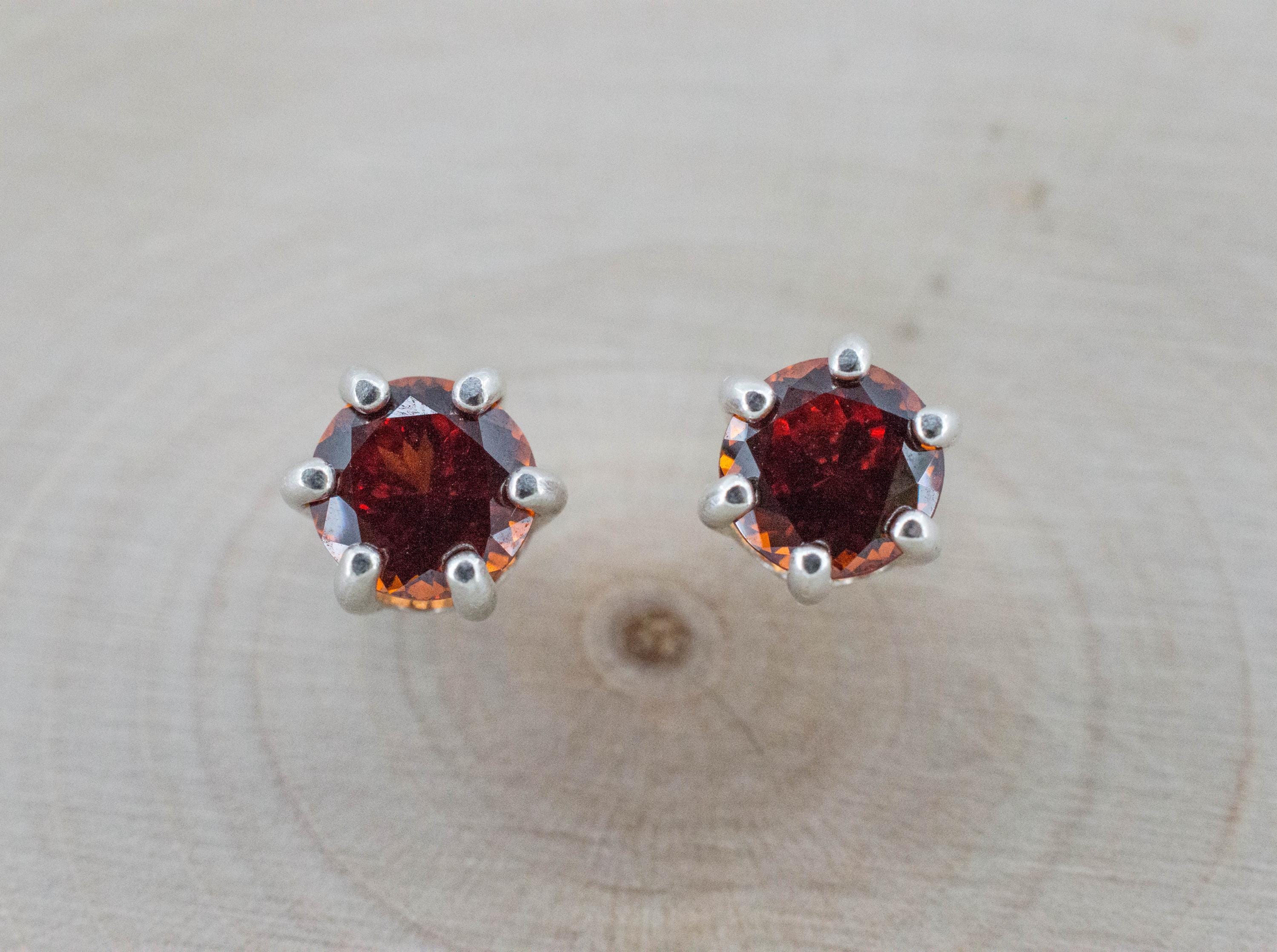 Spessartite Garnet Earrings; Natural Untreated Tanzania Lindi Garnet; 1.730cts - Mark Oliver Gems
