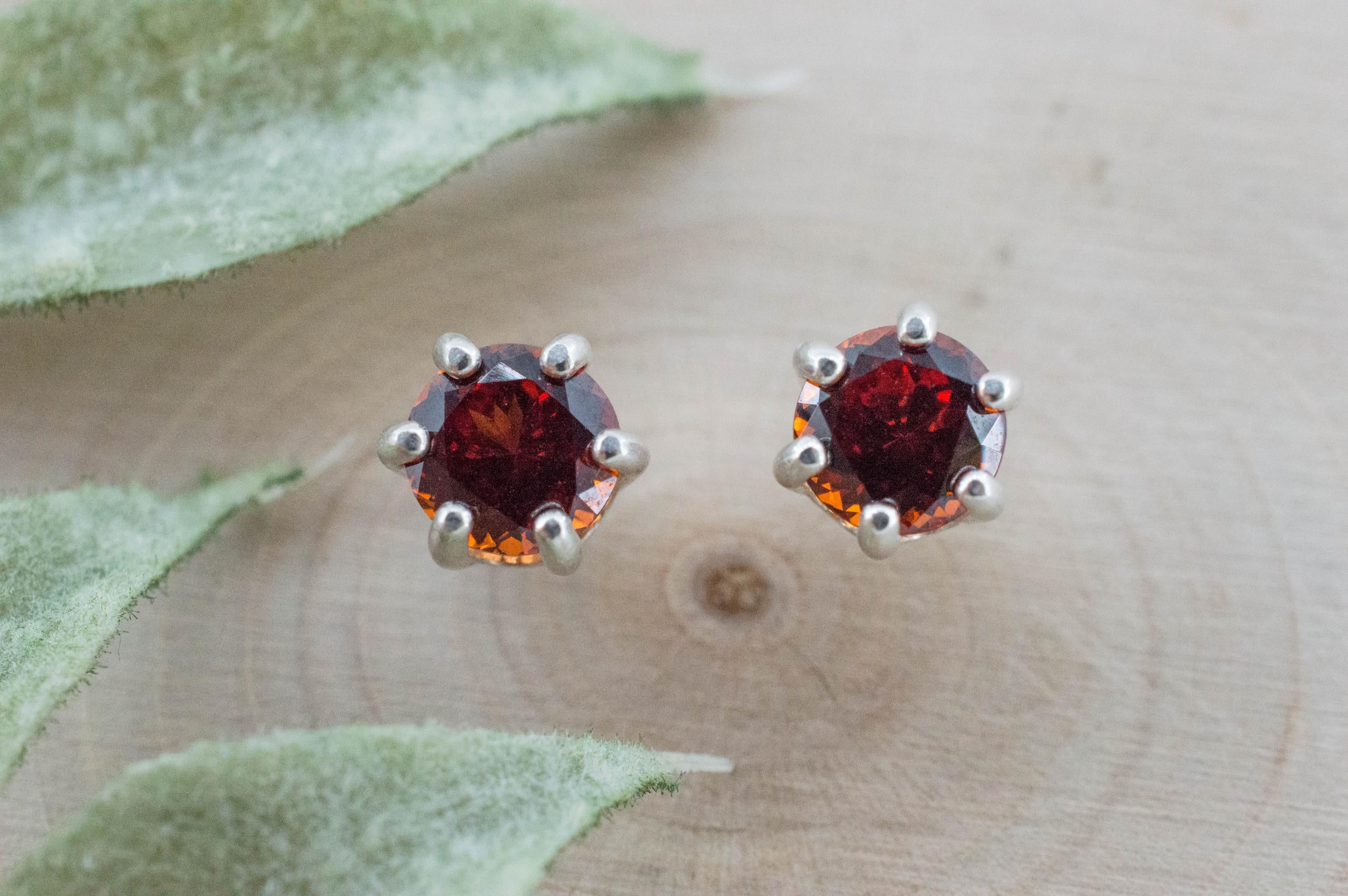 Spessartite Garnet Earrings; Natural Untreated Tanzania Lindi Garnet; 1.730cts