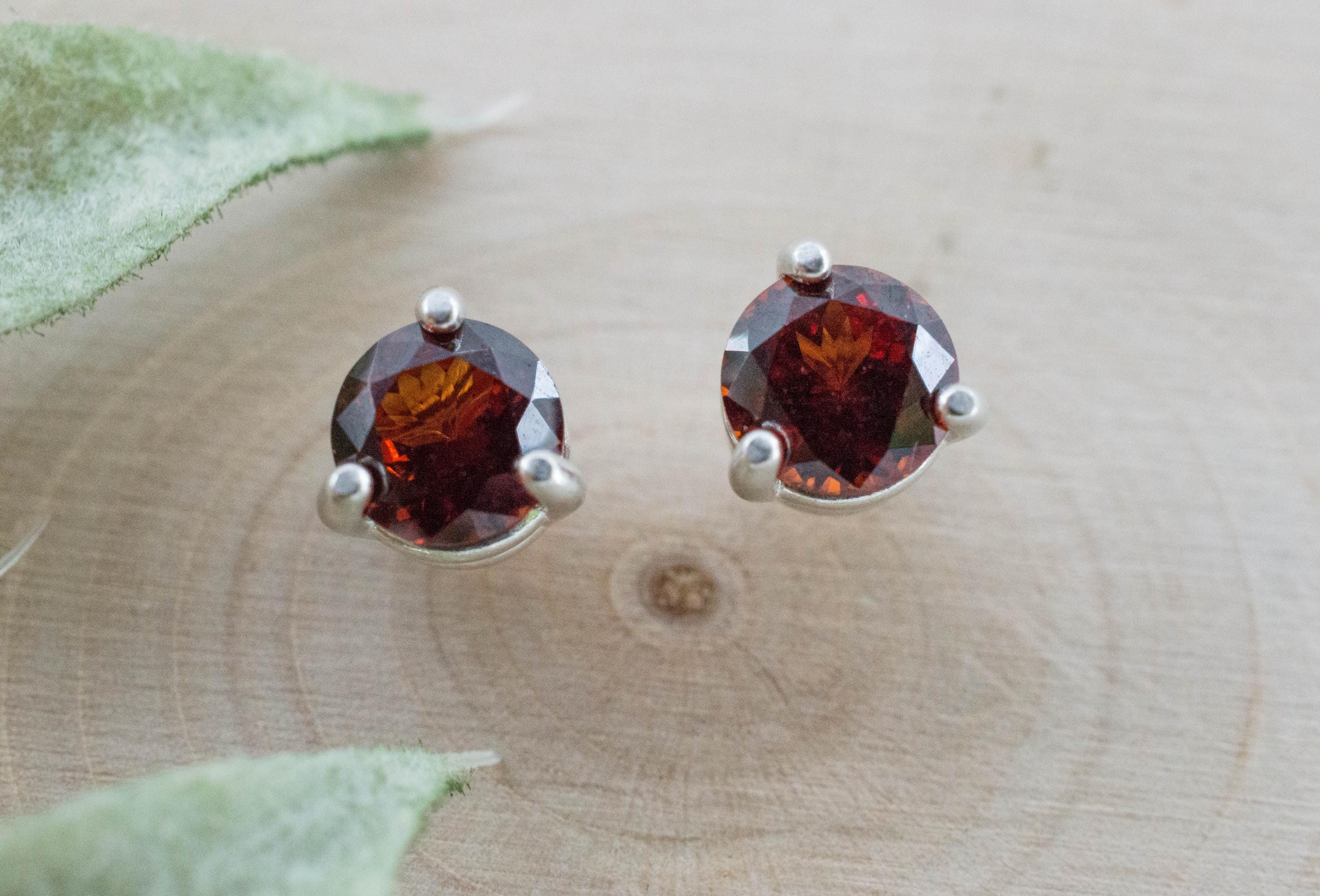 Spessartite Garnet Earrings; Natural Untreated Tanzania Lindi Garnet; 2.010cts