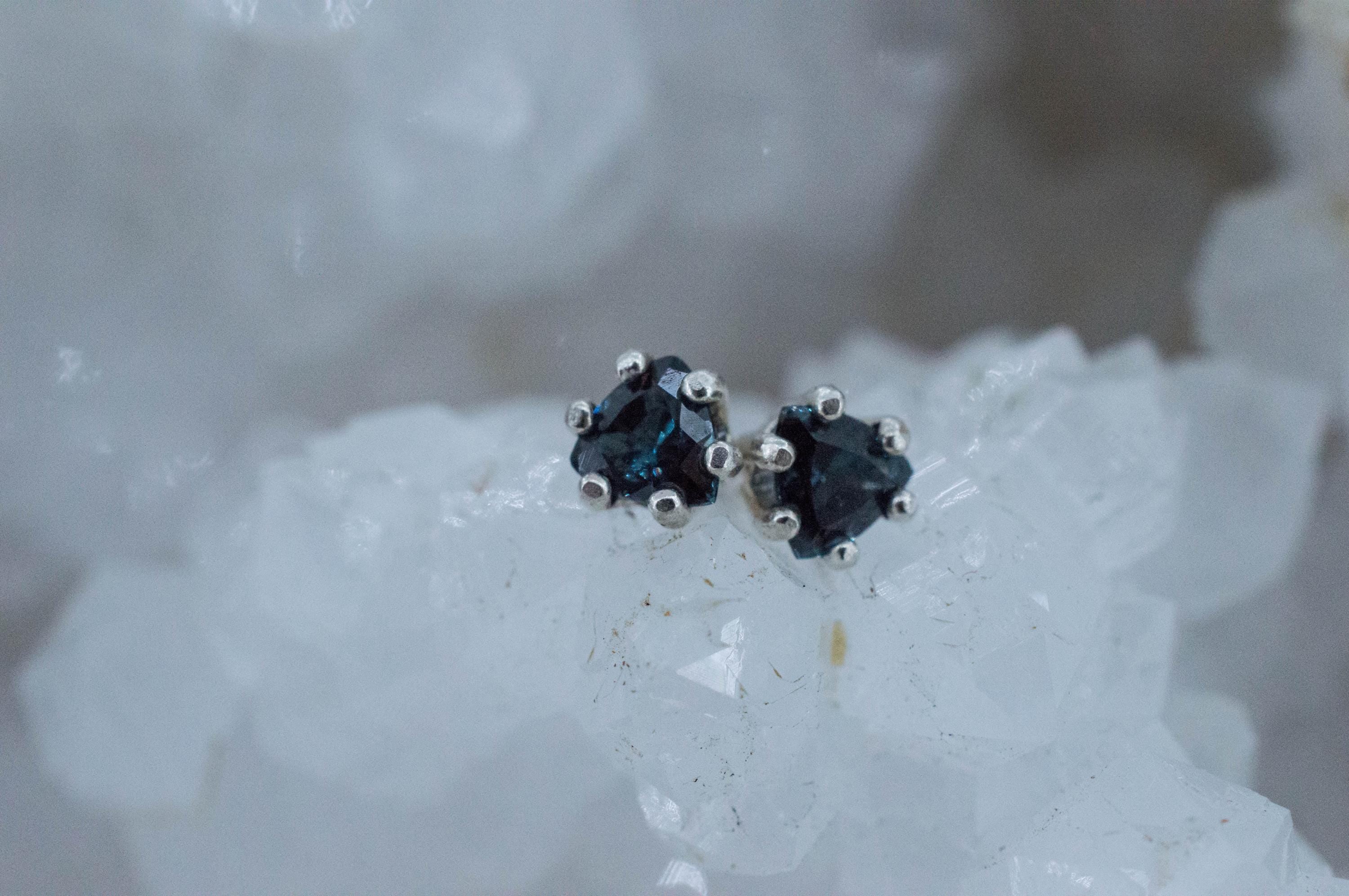 Blue Garnet Earrings; Natural Untreated Madagascar Color Change Garnet; 0.710cts - Mark Oliver Gems