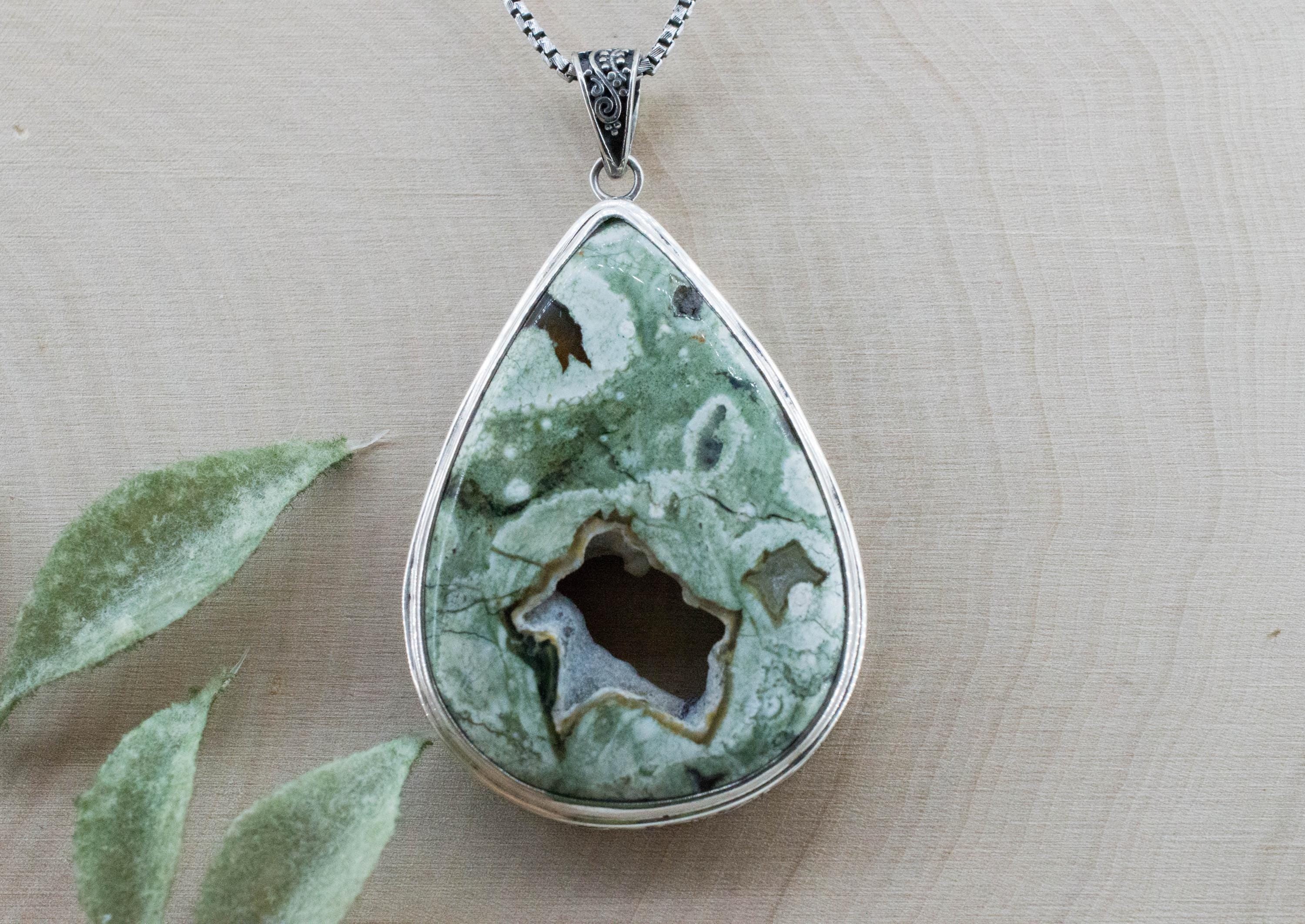 Rainforest Jasper Pendant; Natural Untreated Australian Jasper
