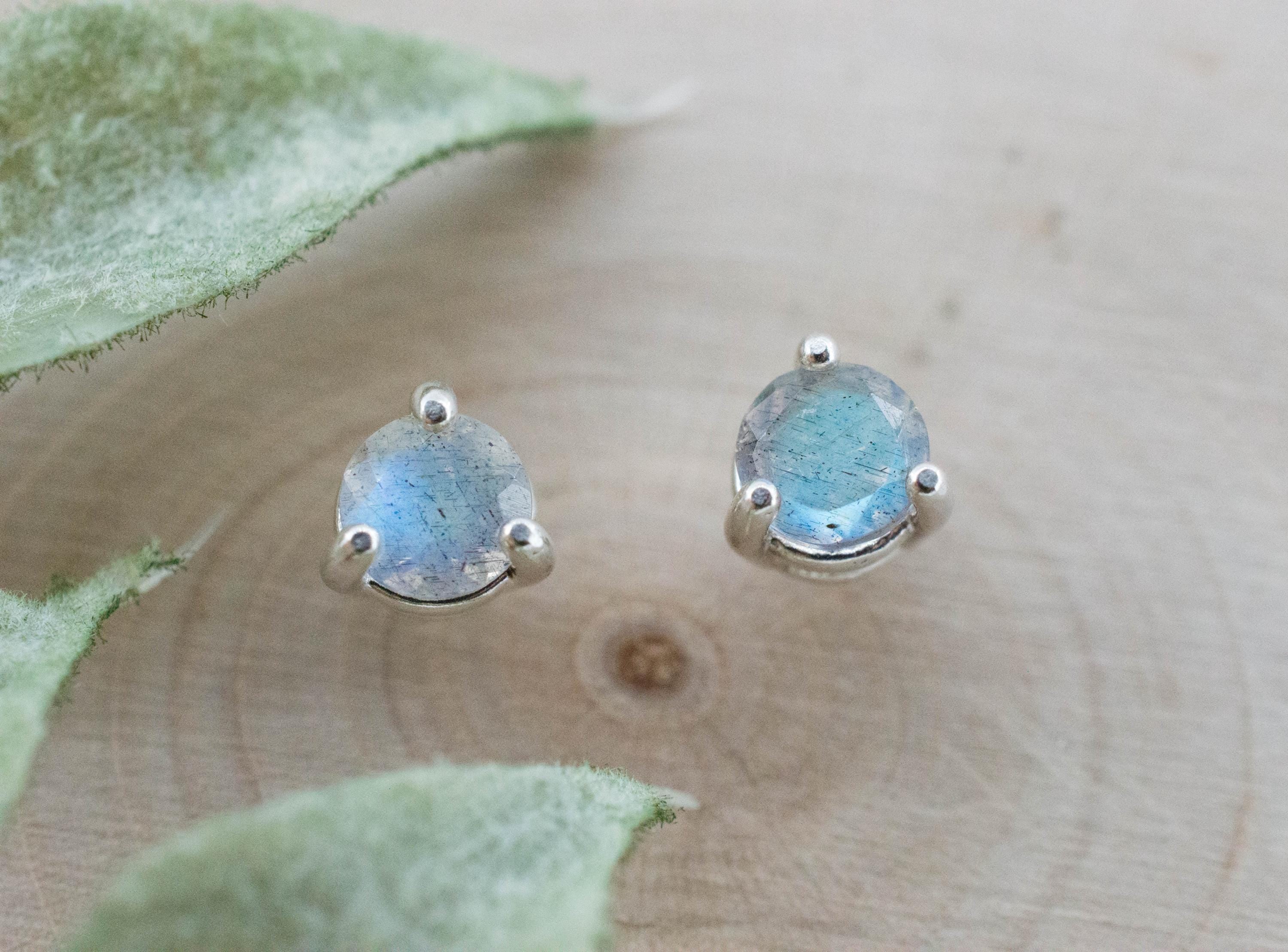 Labradorite Earrings; Natural Untreated Madagascar Labradorite; 0.775cts