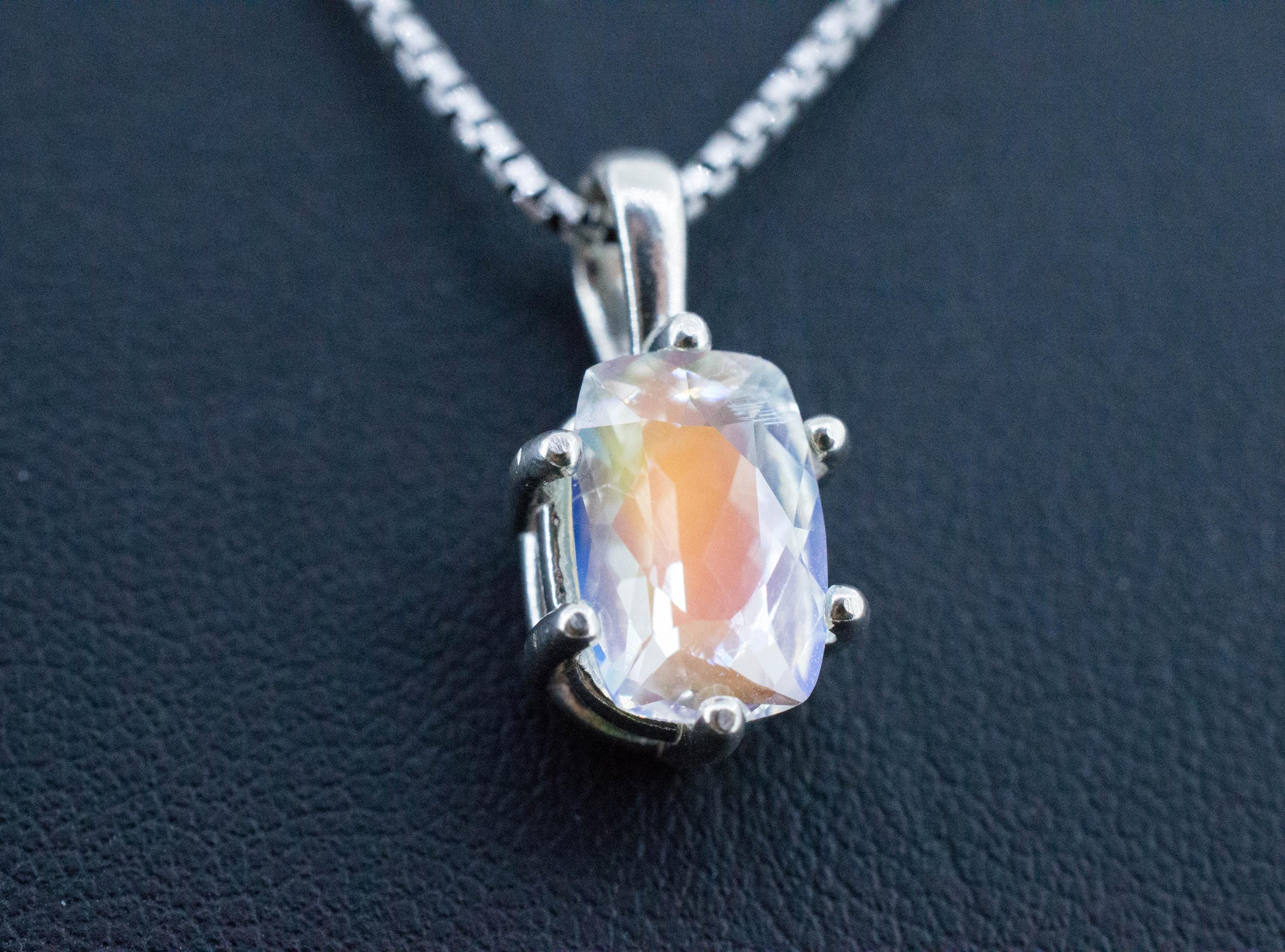 Rainbow Moonstone Pendant, Natural Untreated Madagascar Moonstone; 2.150cts