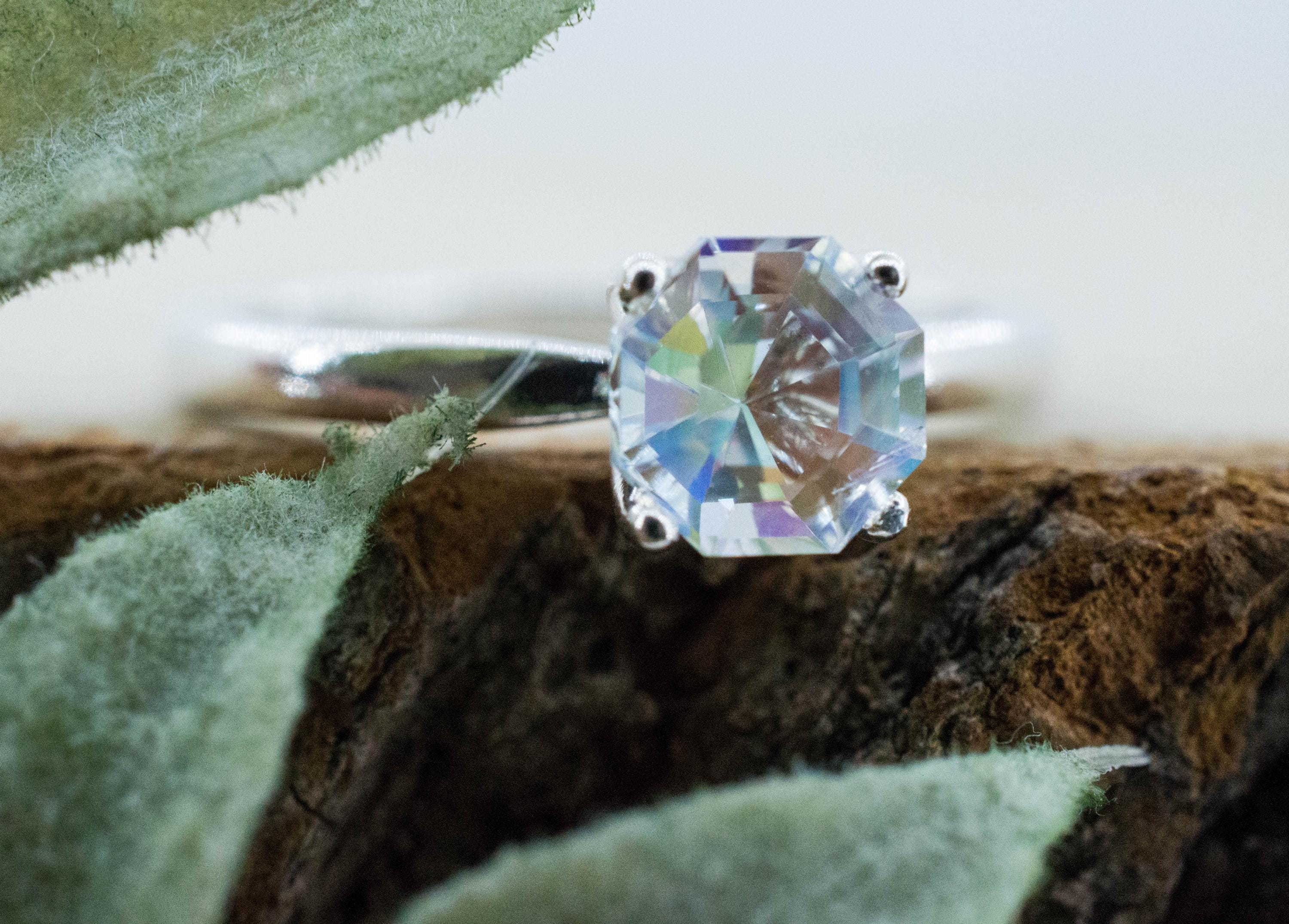 Rainbow Moonstone Ring, Natural Untreated Madagascar Moonstone; 0.960cts