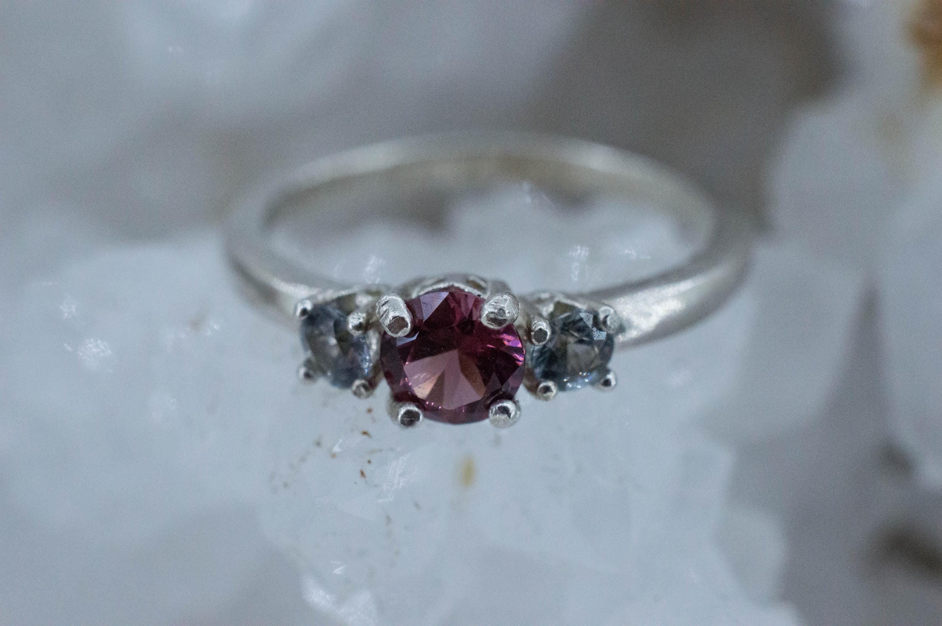 Imperial Garnet and Gray Spinel Ring, Natural Untreated Tanzania Lindi Garnet and Mozambique Spinel - Mark Oliver Gems