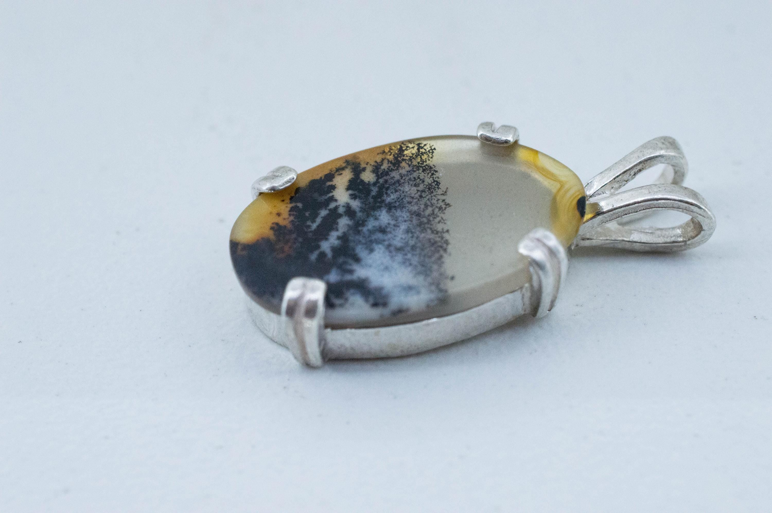 Dendritic Agate Pendant; Natural Untreated India Sanjar Agate; 4.420cts - Mark Oliver Gems