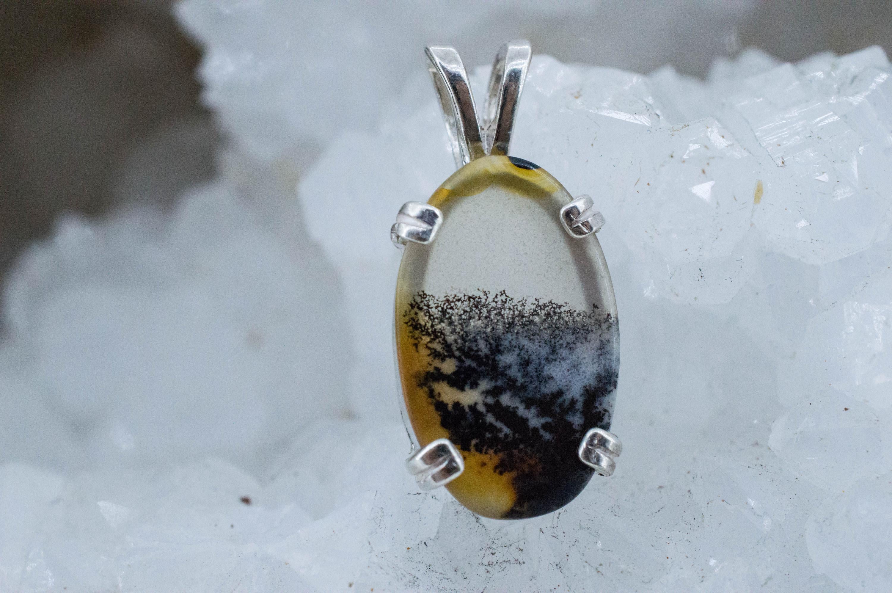 Dendritic Agate Pendant; Natural Untreated India Sanjar Agate; 4.420cts - Mark Oliver Gems