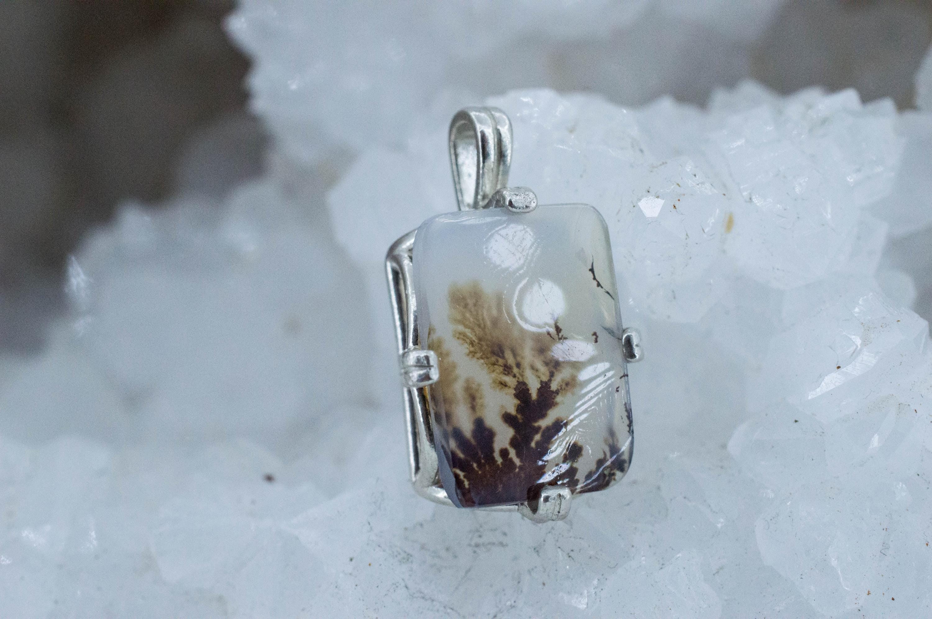 Dendritic Agate Pendant; Natural Untreated India Sanjar Agate; 5.065cts - Mark Oliver Gems