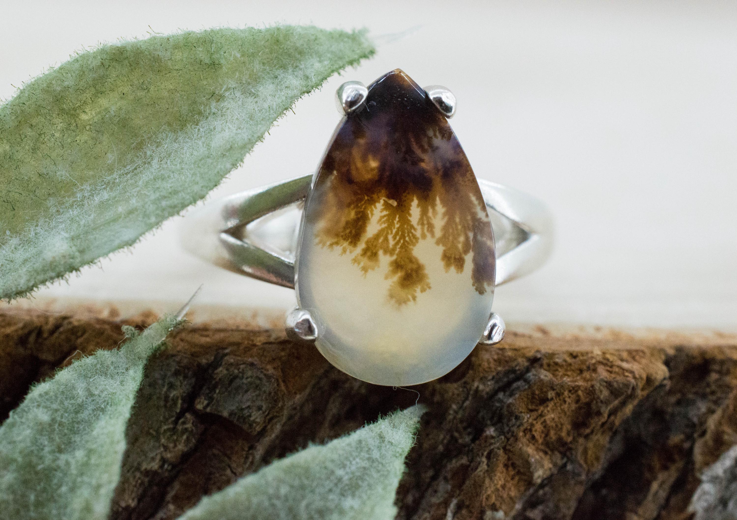 Dendritic Agate Ring; Natural Untreated India Sanjar Agate; 3.115cts - Mark Oliver Gems