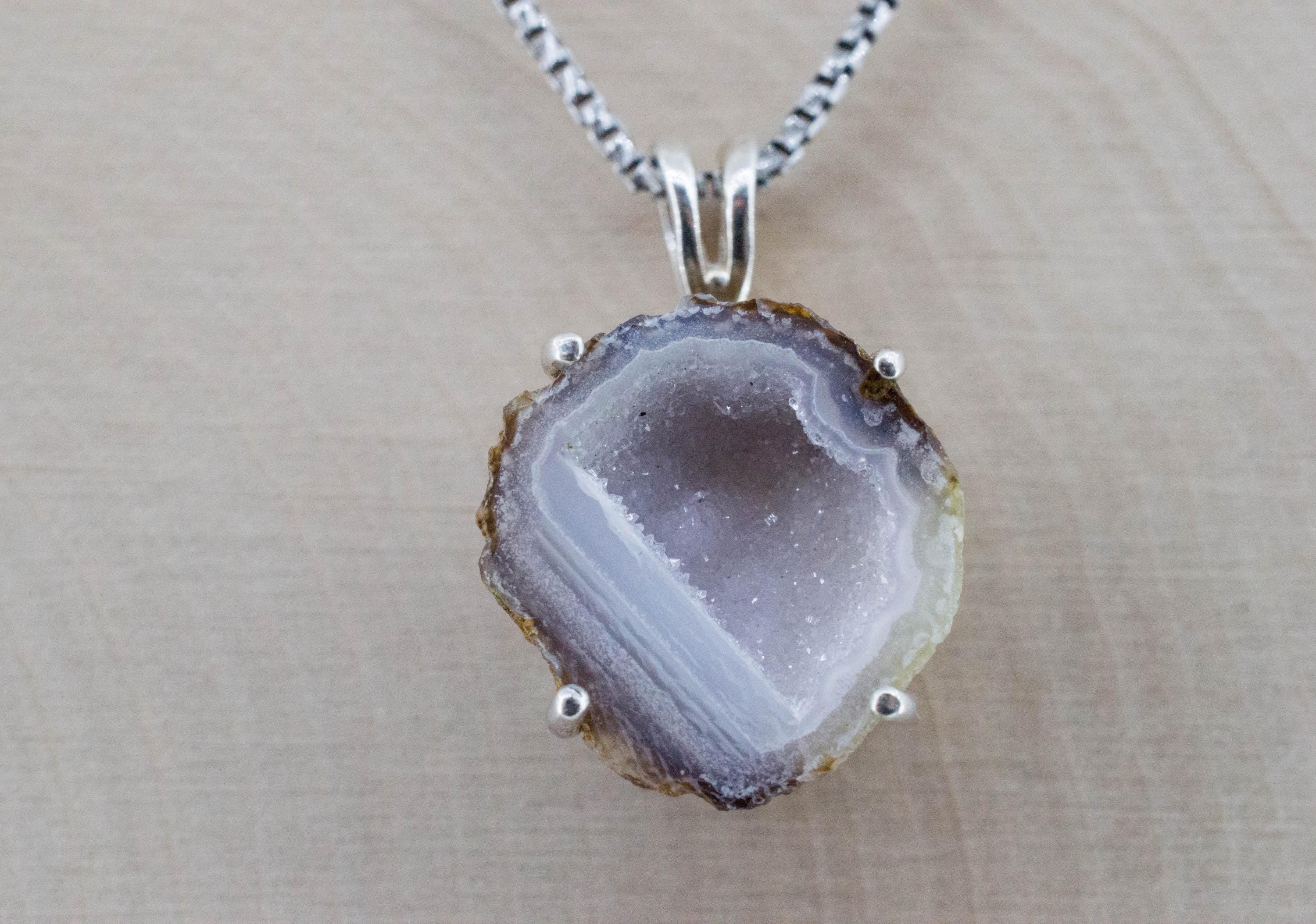 Mini Agate Geode Pendant, Natural Untreated Mexico Tabasco Geode; 8.645cts - Mark Oliver Gems