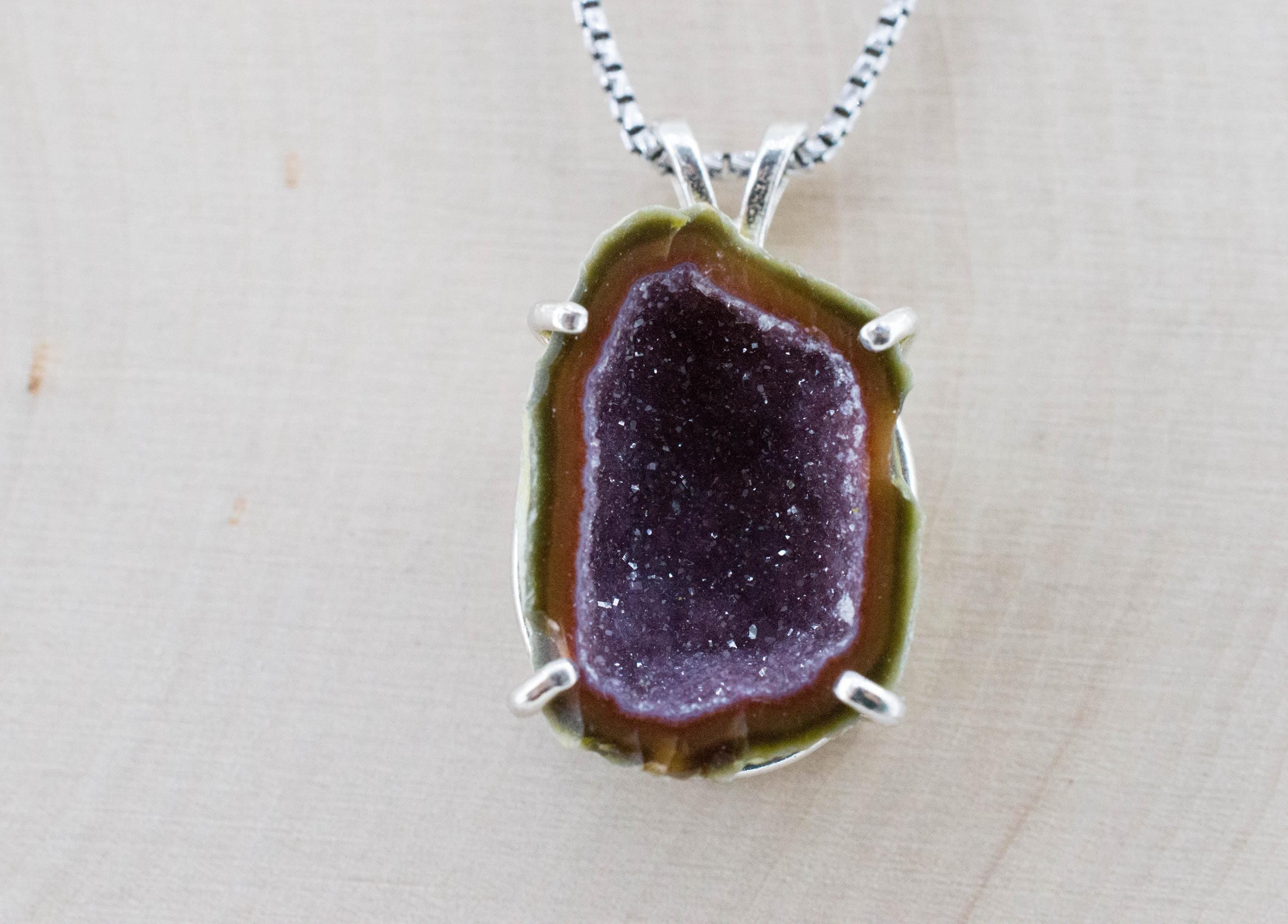 Mini Agate Geode Pendant, Natural Untreated Mexico Tabasco Geode; 14.280cts - Mark Oliver Gems