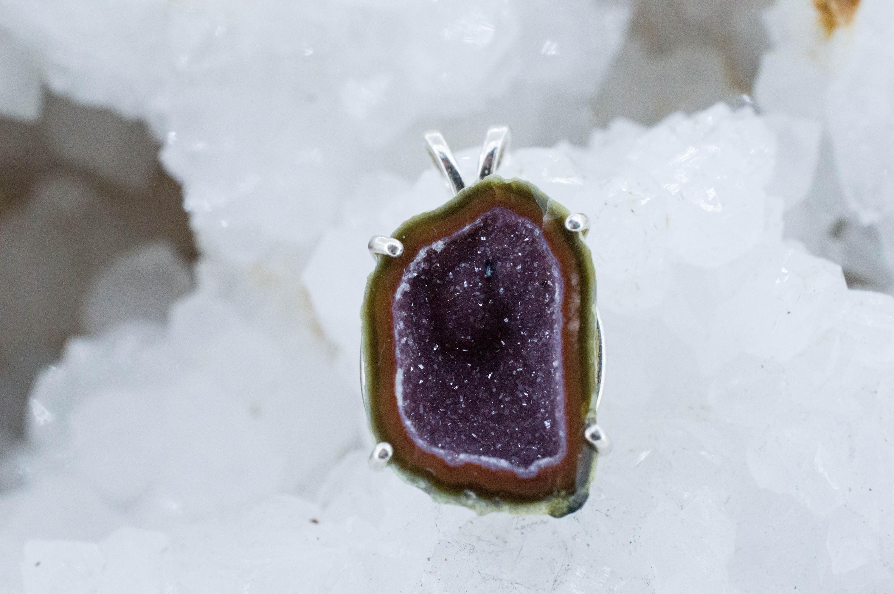 Mini Agate Geode Pendant, Natural Untreated Mexico Tabasco Geode; 15.420cts - Mark Oliver Gems