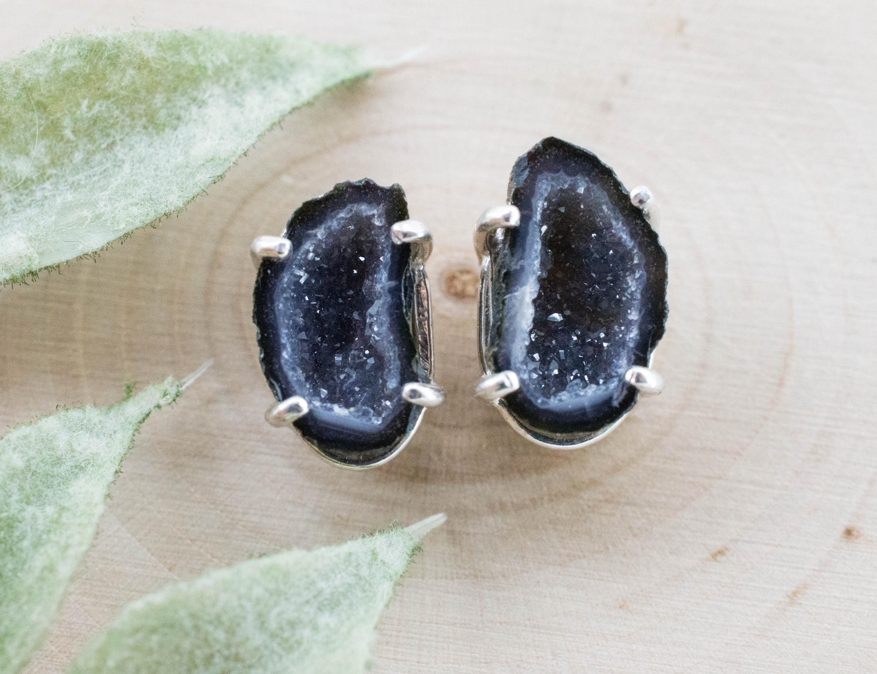 Agate Geode Earrings, Natural Untreated Mexico Tabasco Mini Geodes; 3.400cts - Mark Oliver Gems