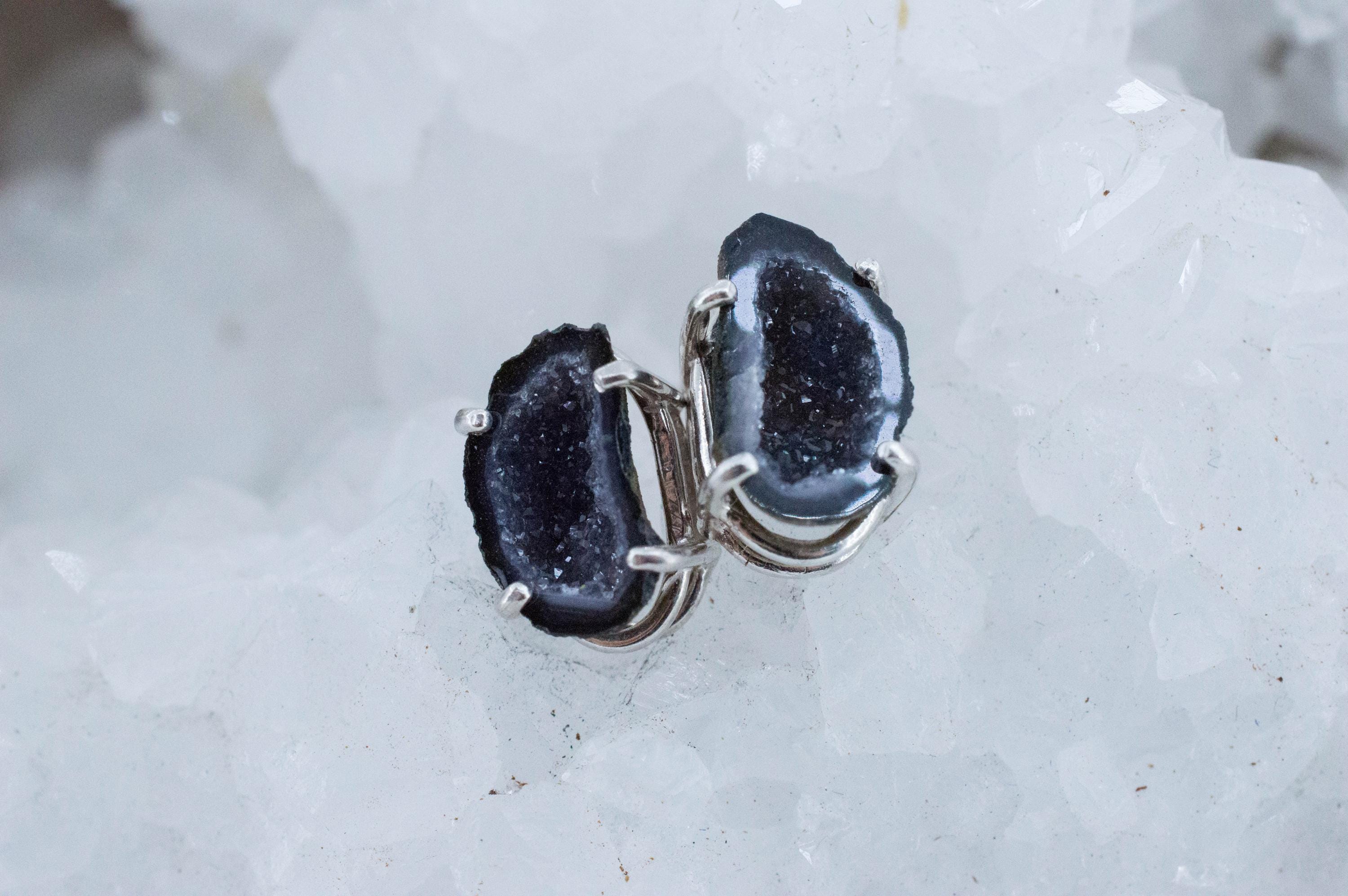 Agate Geode Earrings, Natural Untreated Mexico Tabasco Mini Geodes; 3.400cts - Mark Oliver Gems