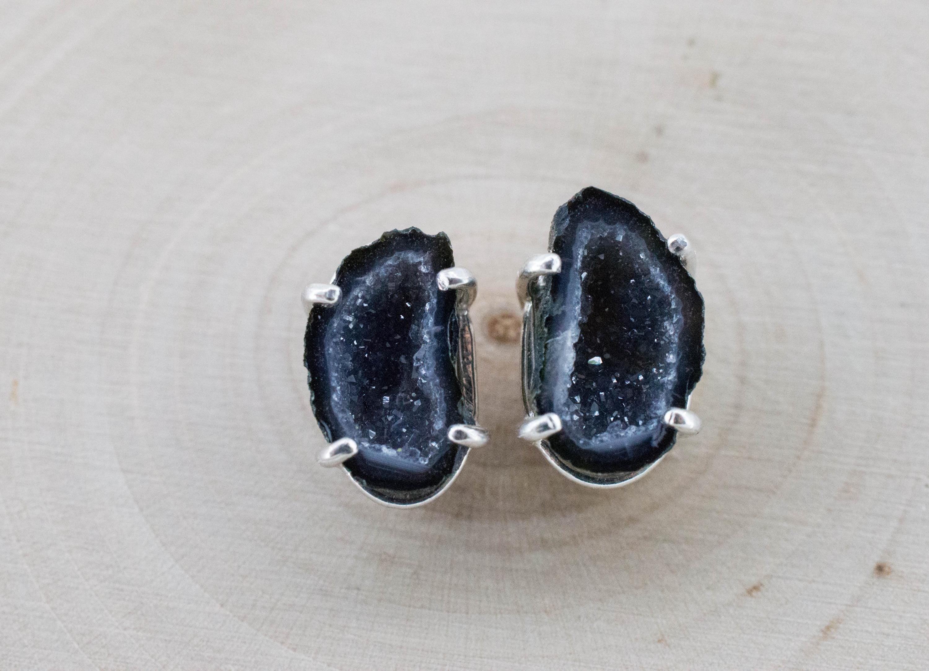 Agate Geode Earrings, Natural Untreated Mexico Tabasco Mini Geodes; 3.400cts - Mark Oliver Gems