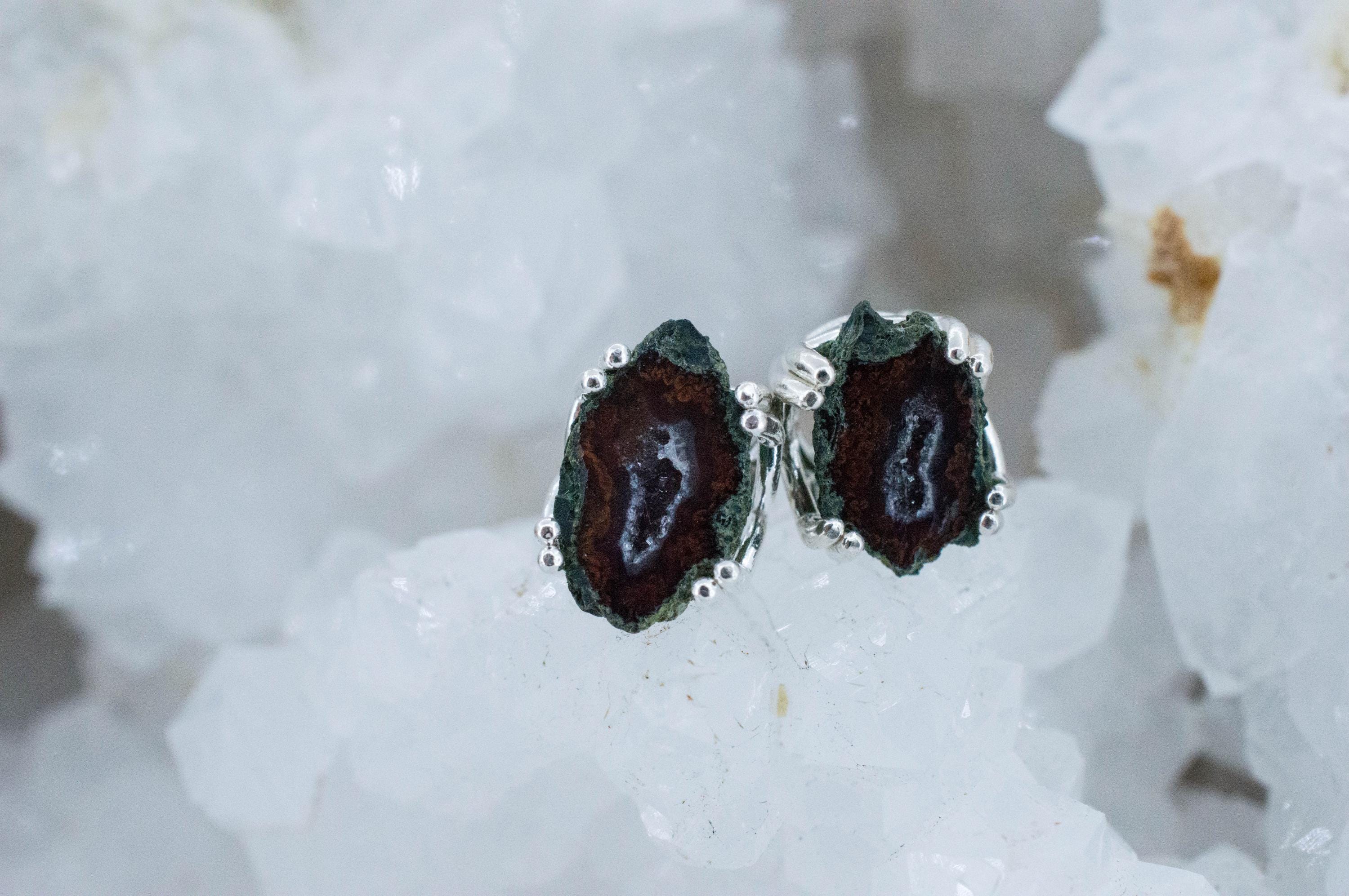 Agate Geode Earrings, Natural Untreated Mexico Tabasco Mini Geodes; 4.250cts - Mark Oliver Gems