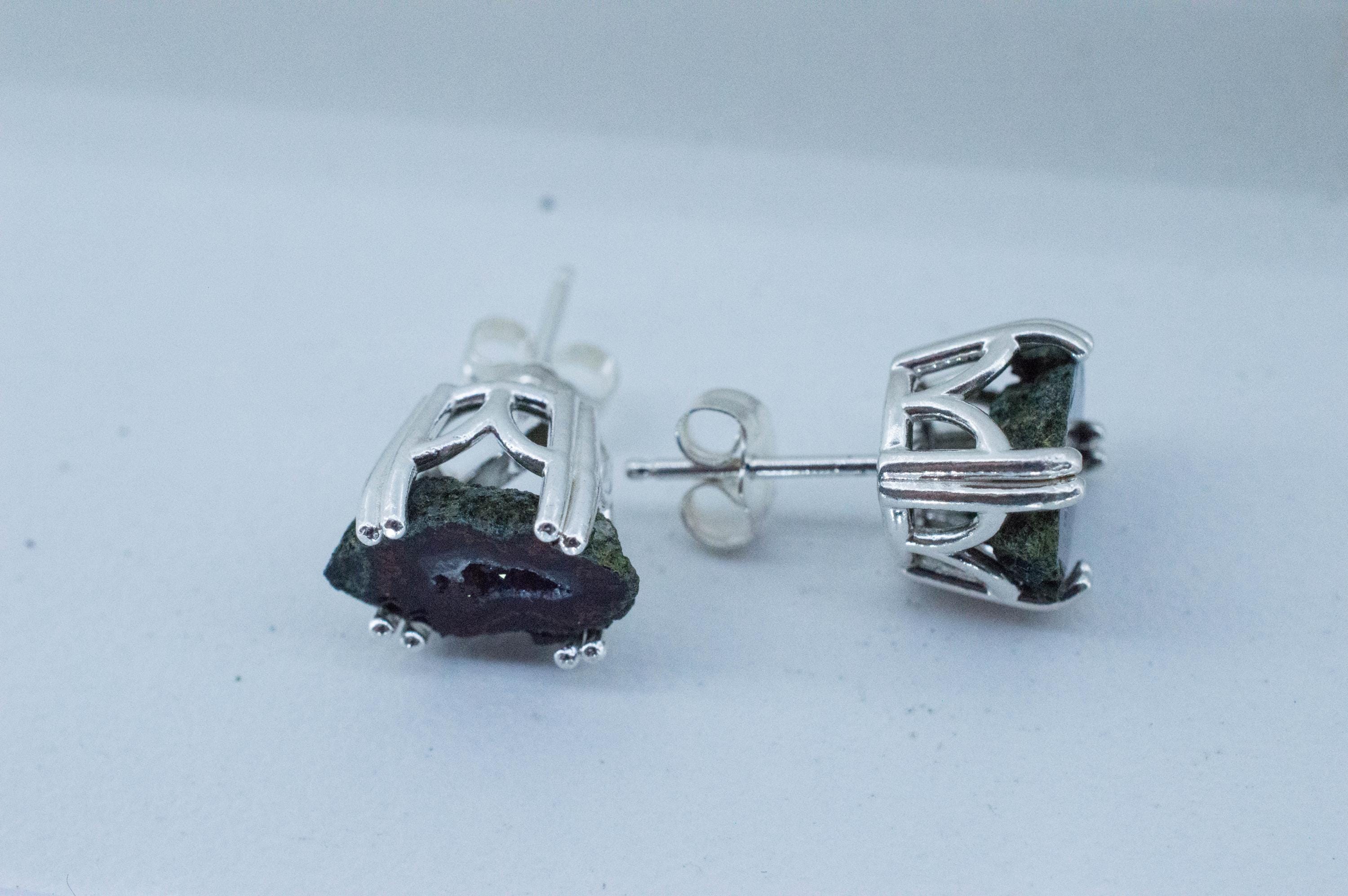 Agate Geode Earrings, Natural Untreated Mexico Tabasco Mini Geodes; 4.250cts - Mark Oliver Gems