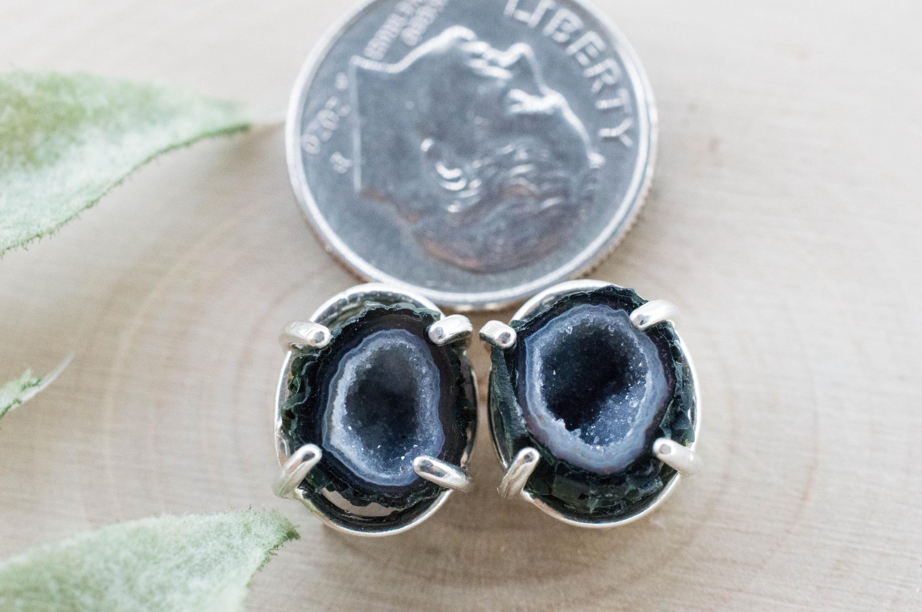 Agate Geode Earrings, Natural Untreated Mexico Tabasco Mini Geodes; 4.805cts - Mark Oliver Gems