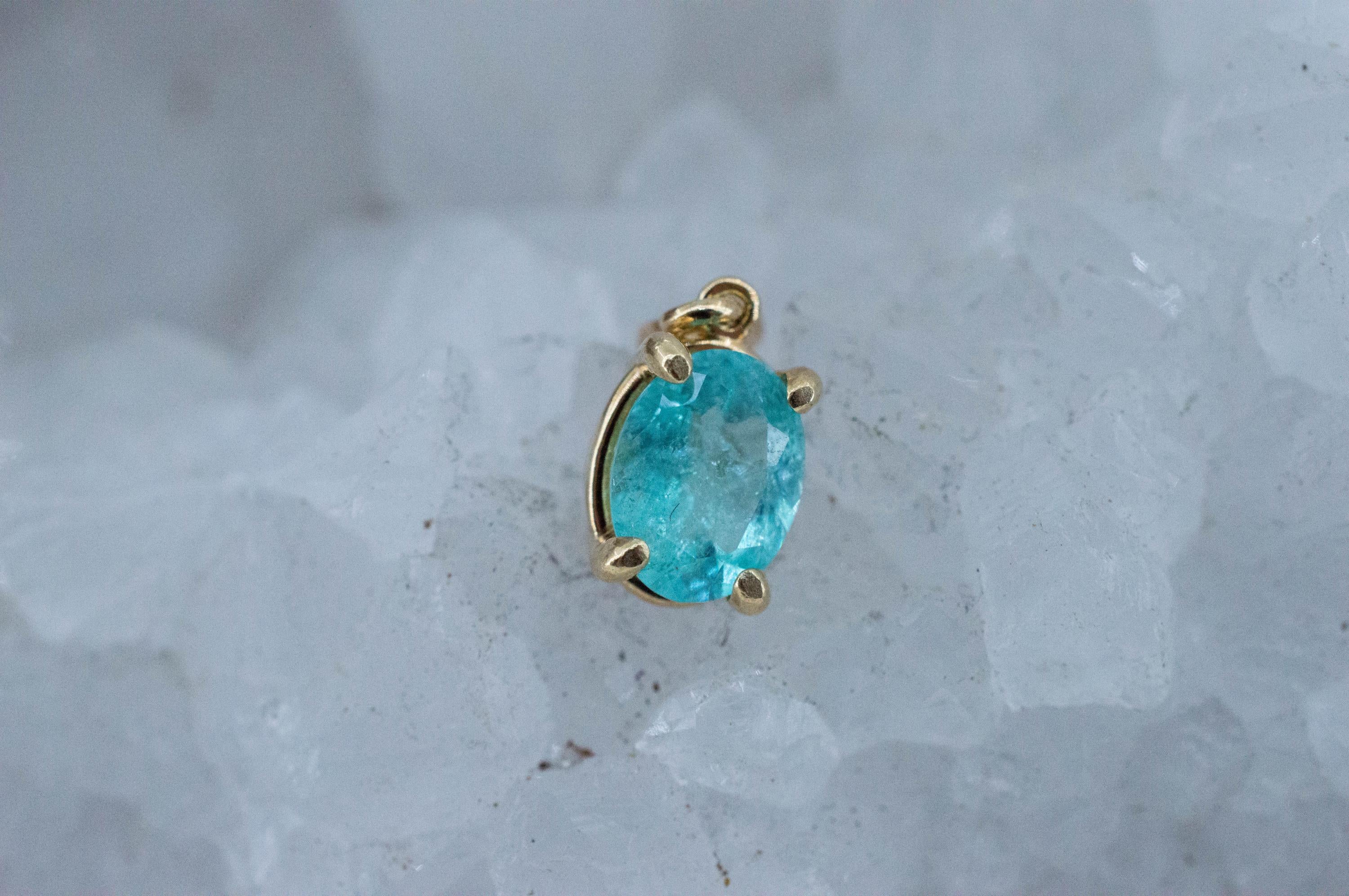 Paraiba Tourmaline Pendant; Natural Brazilian Tourmaline; 0.835cts - Mark Oliver Gems