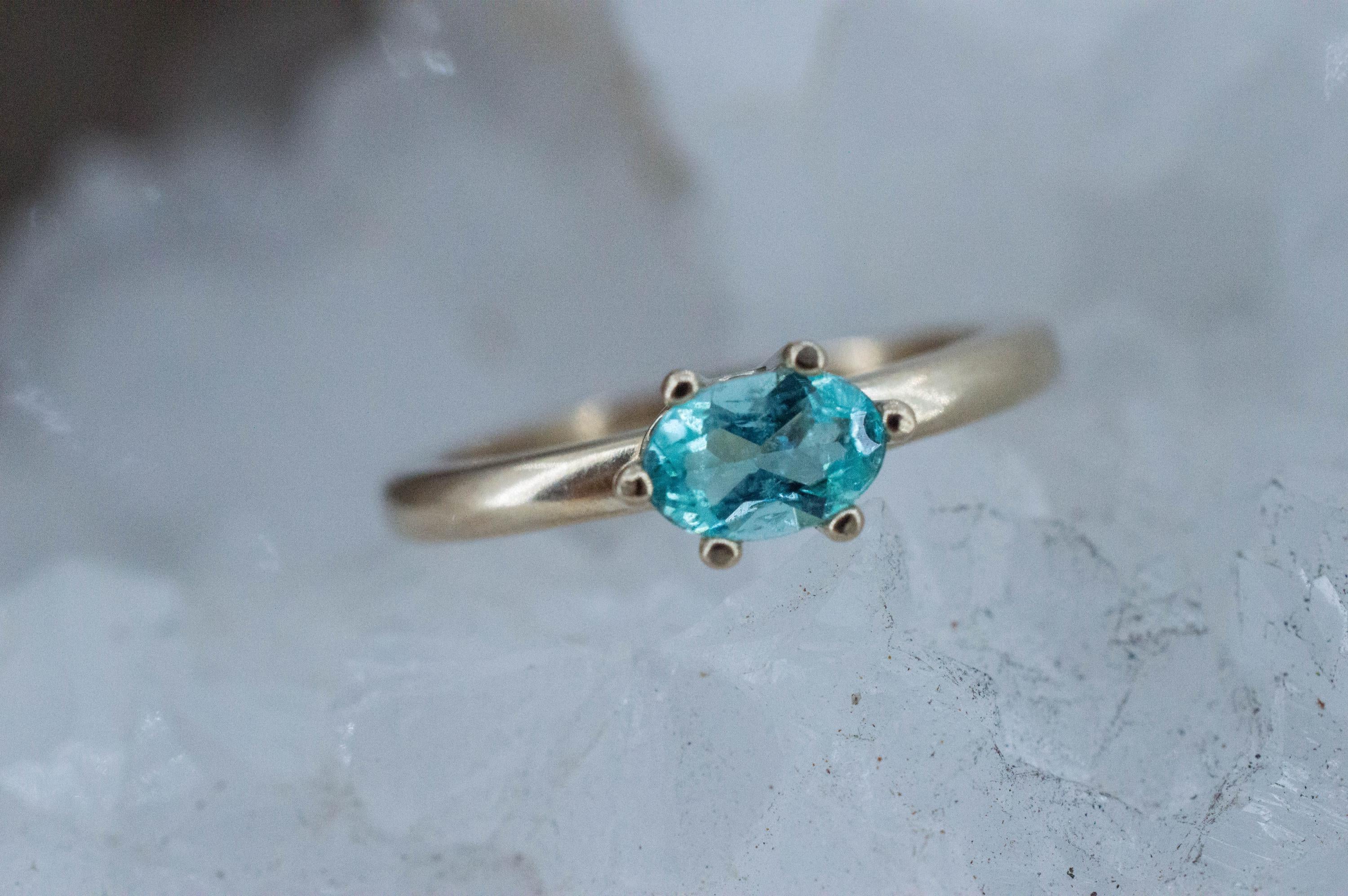 Paraiba Tourmaline Ring; Natural Brazilian Tourmaline; 0.455cts - Mark Oliver Gems