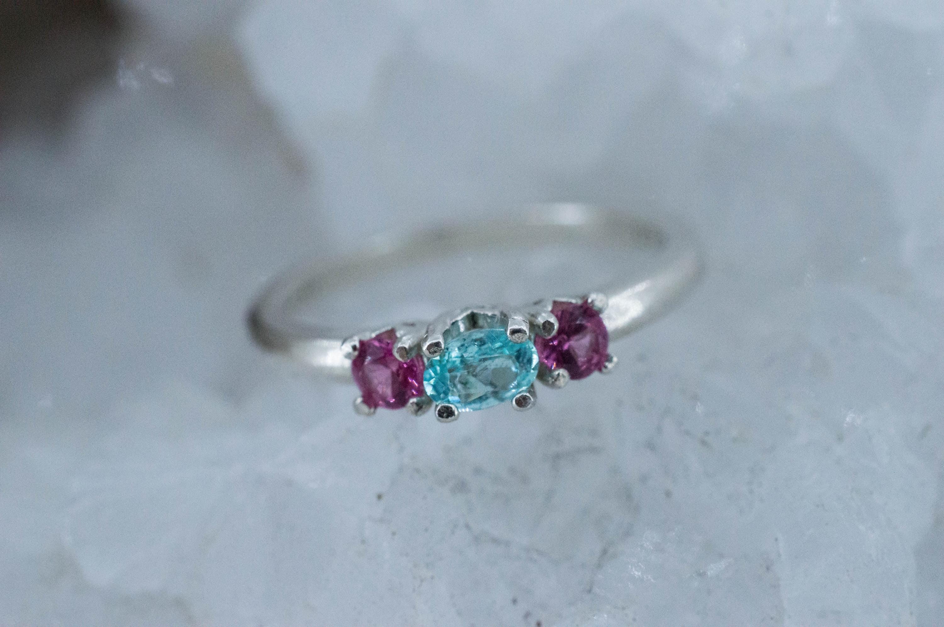 Paraiba Tourmaline and Spinel Ring; Natural Brazilian Tourmaline and Tanzania Spinel - Mark Oliver Gems