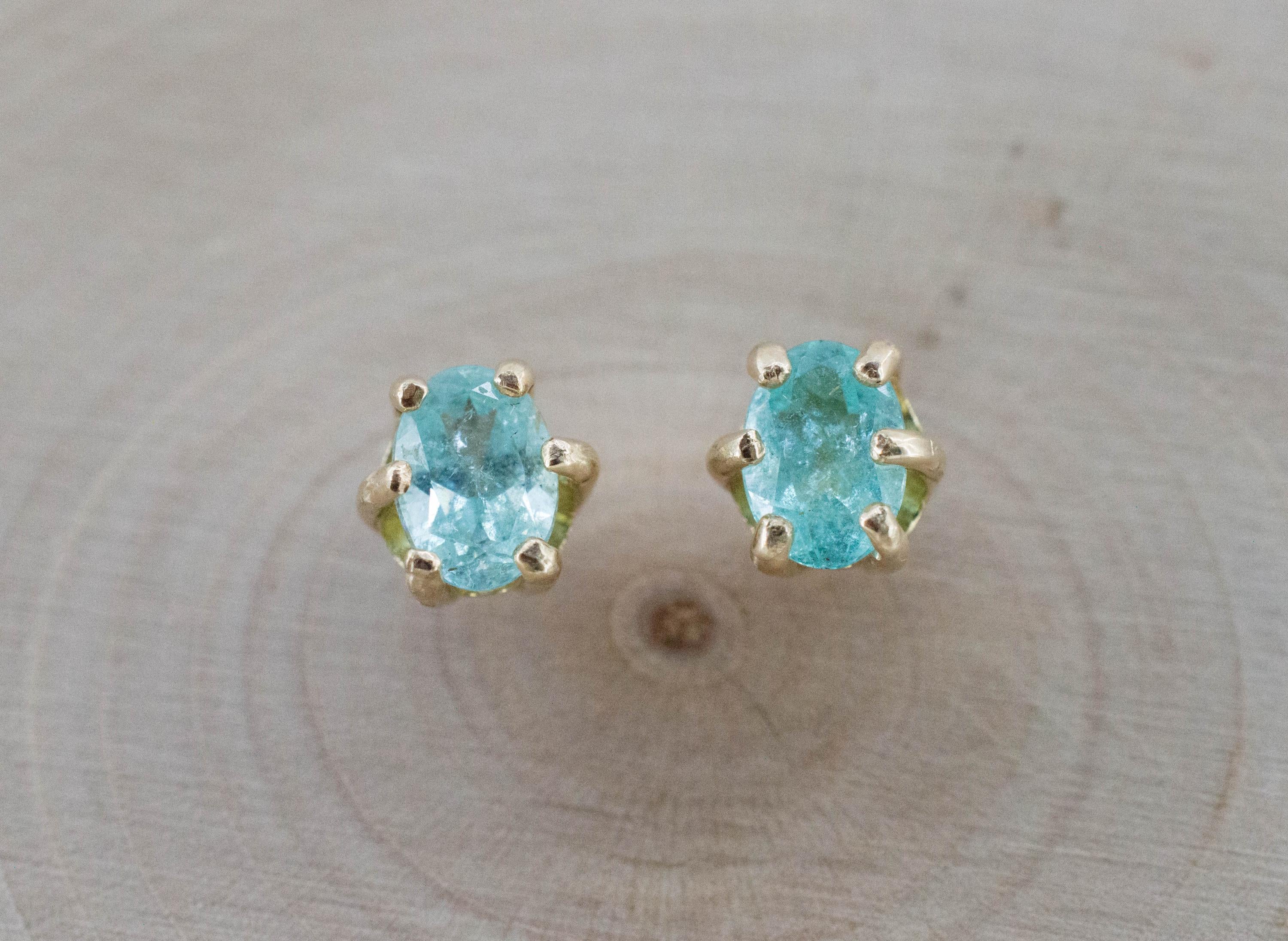 Paraiba Tourmaline Earrings; Natural Brazilian Tourmaline, 1.010cts - Mark Oliver Gems
