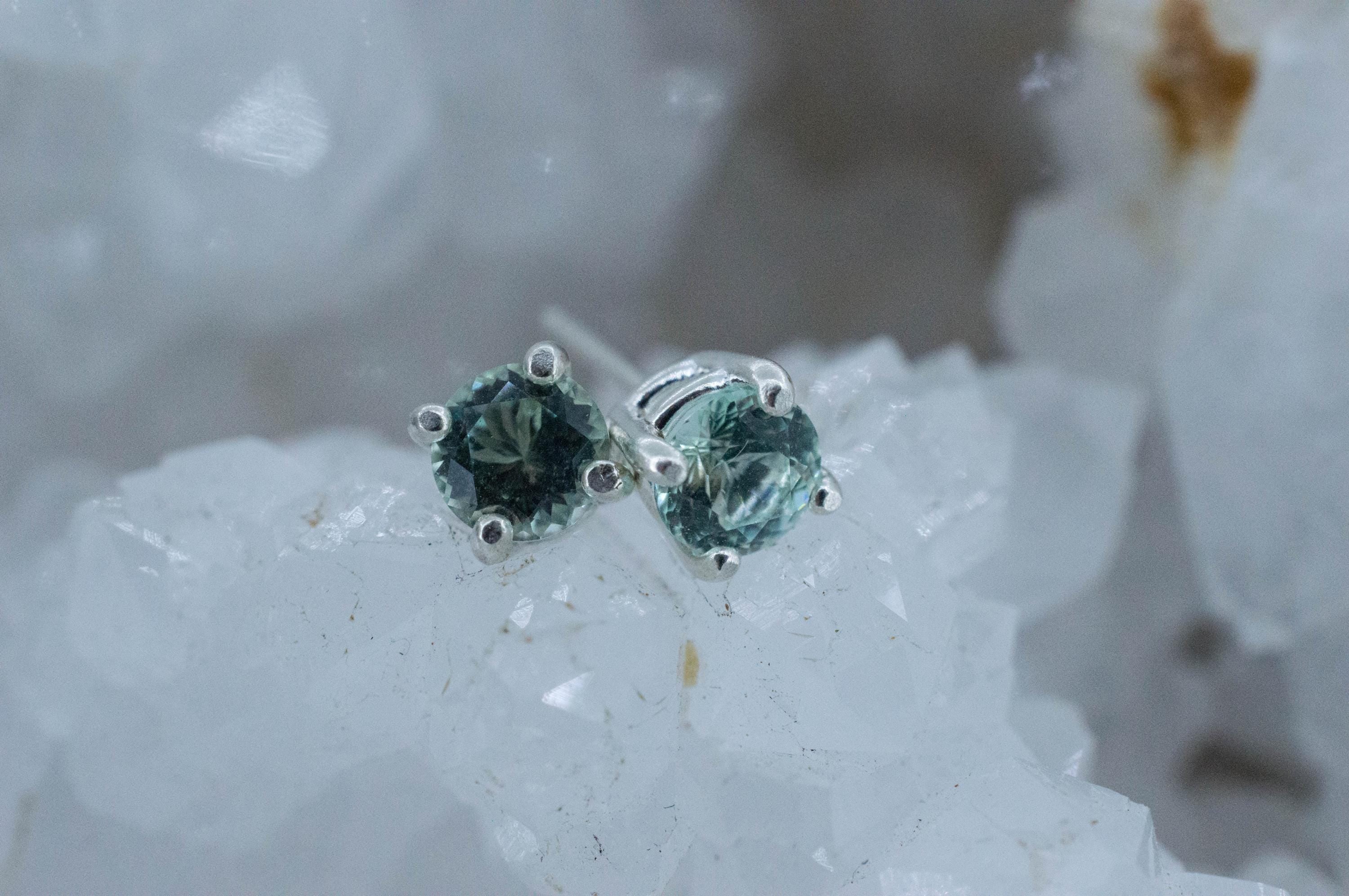 Green Tourmaline Earrings; Natural Untreated Afghanistan Mint Tourmaline; 0.940cts - Mark Oliver Gems
