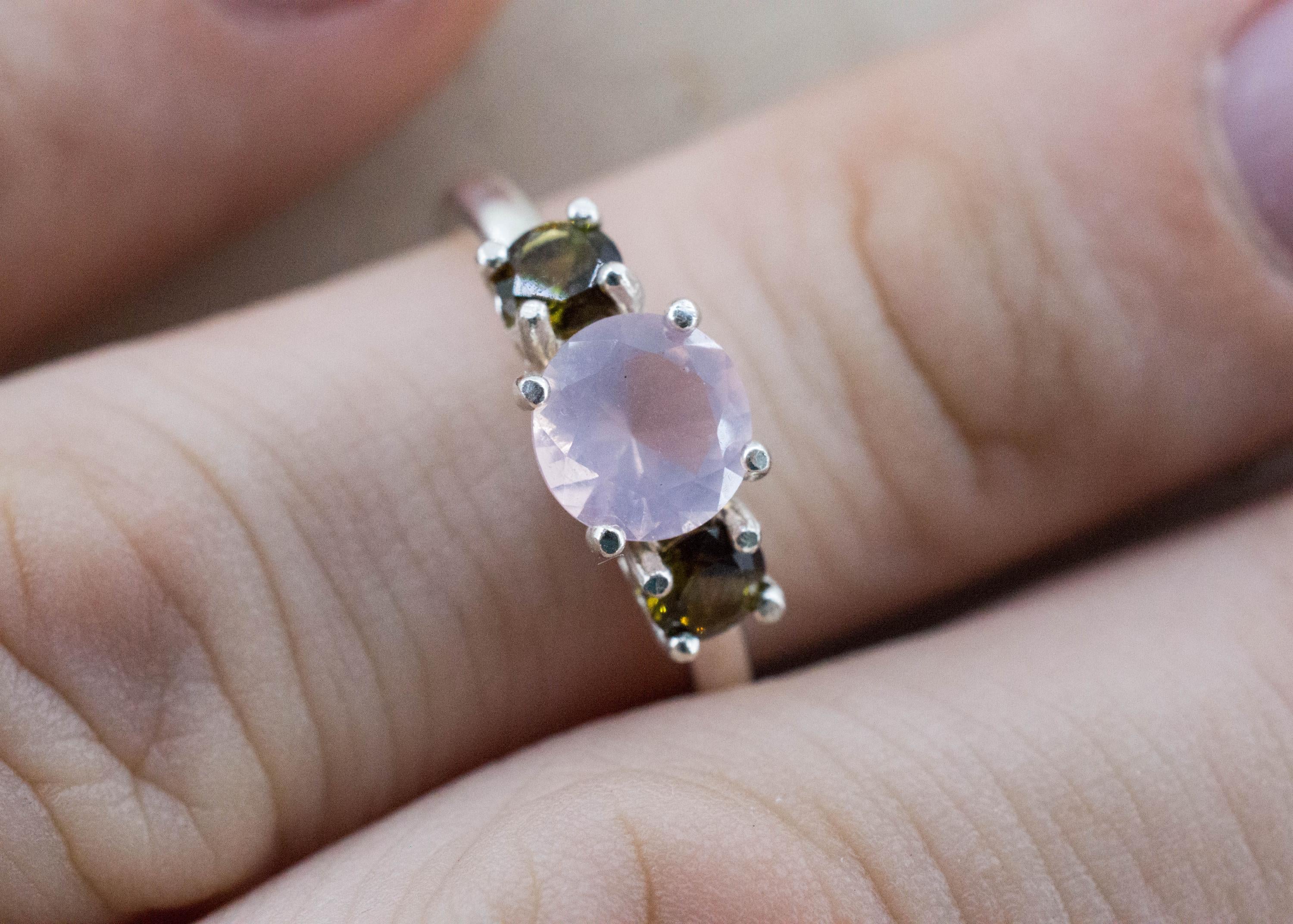 Rose Quartz and Dravite Tourmaline Ring; Natural Untreated Quartz and Tourmaline - Mark Oliver Gems