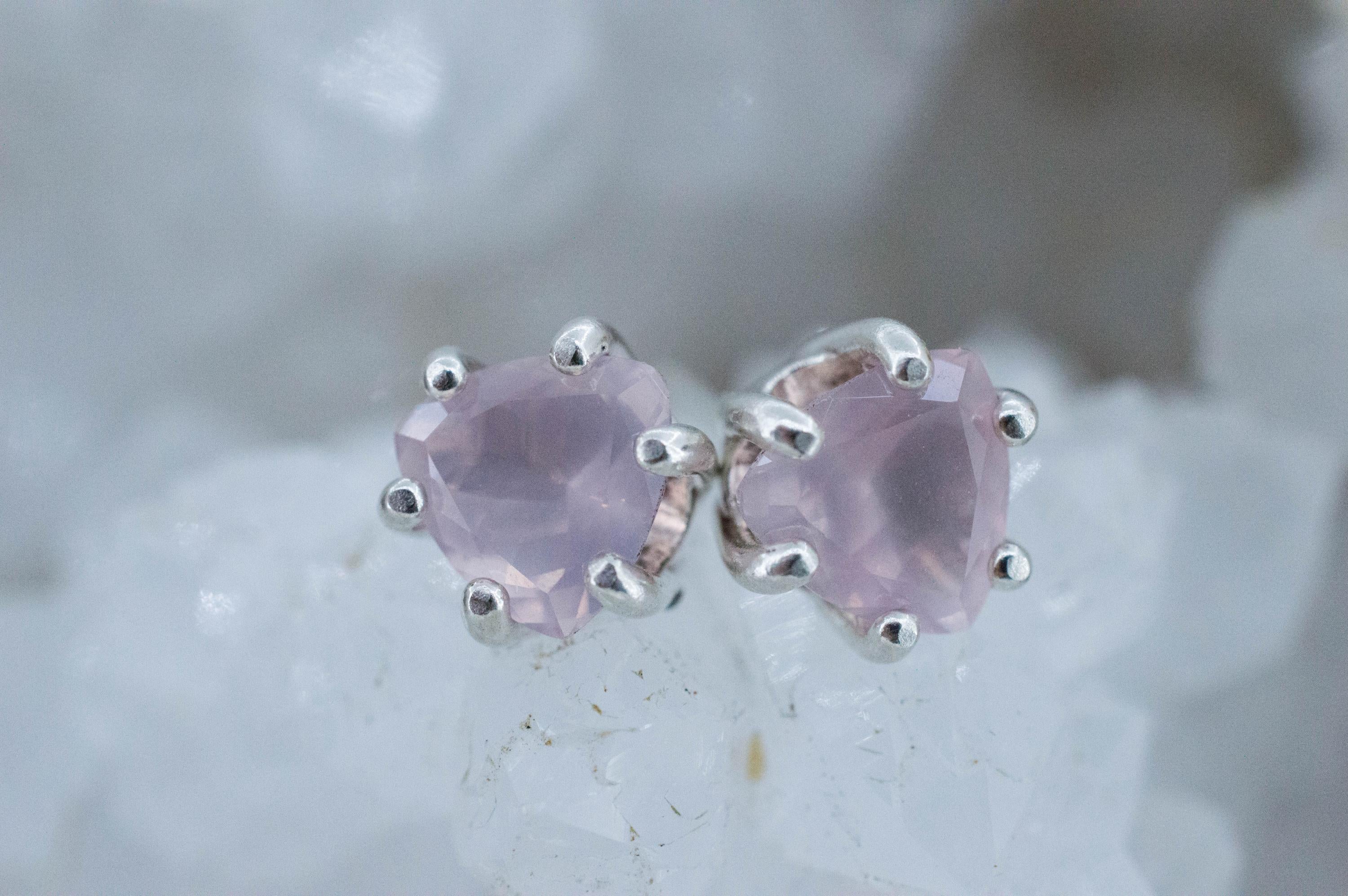 Rose Quartz Earrings; Natural Untreated Brazil Rose Quartz; 1.970cts - Mark Oliver Gems