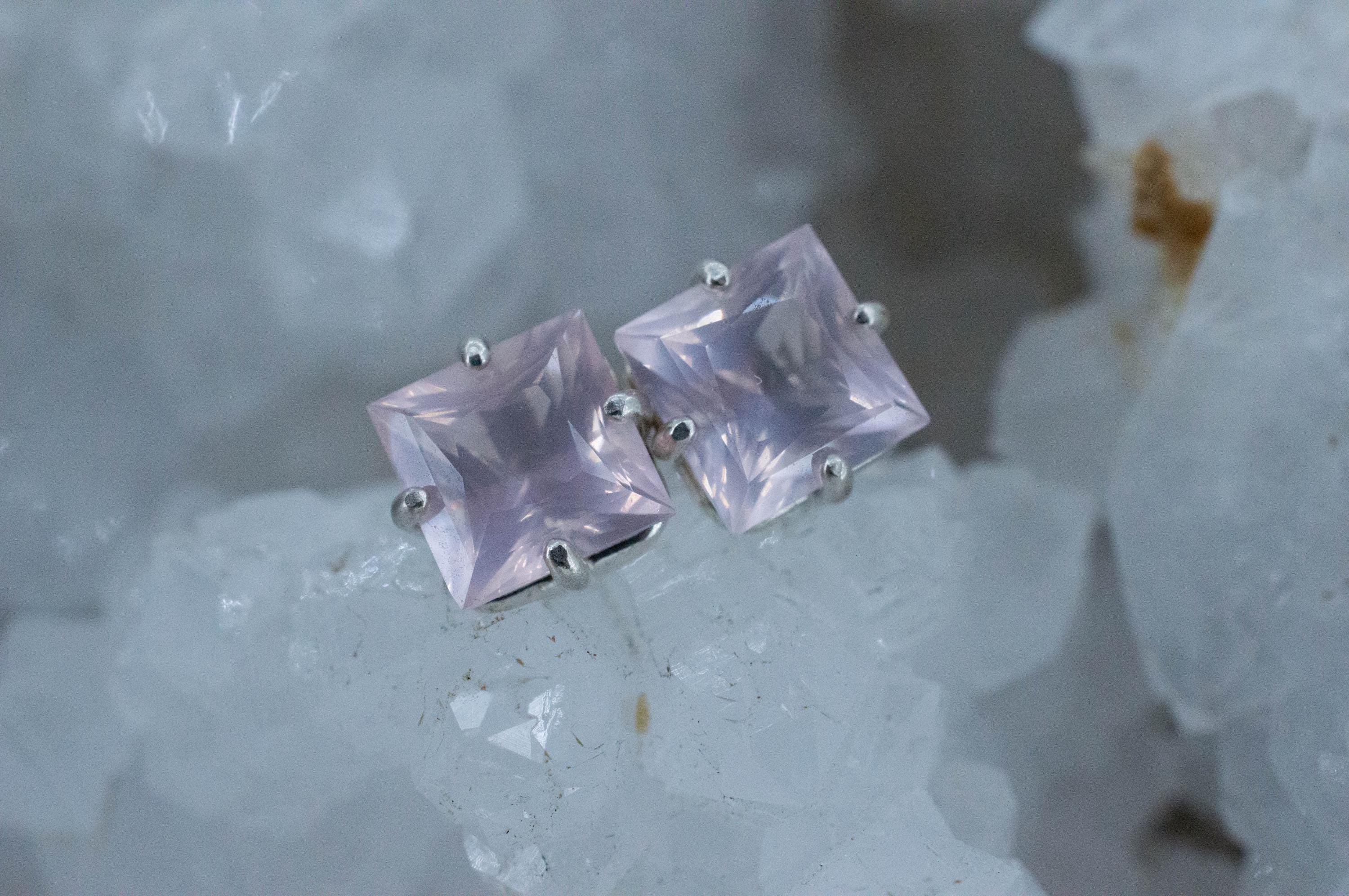 Rose Quartz Earrings; Natural Untreated Brazil Rose Quartz; 4.425cts - Mark Oliver Gems