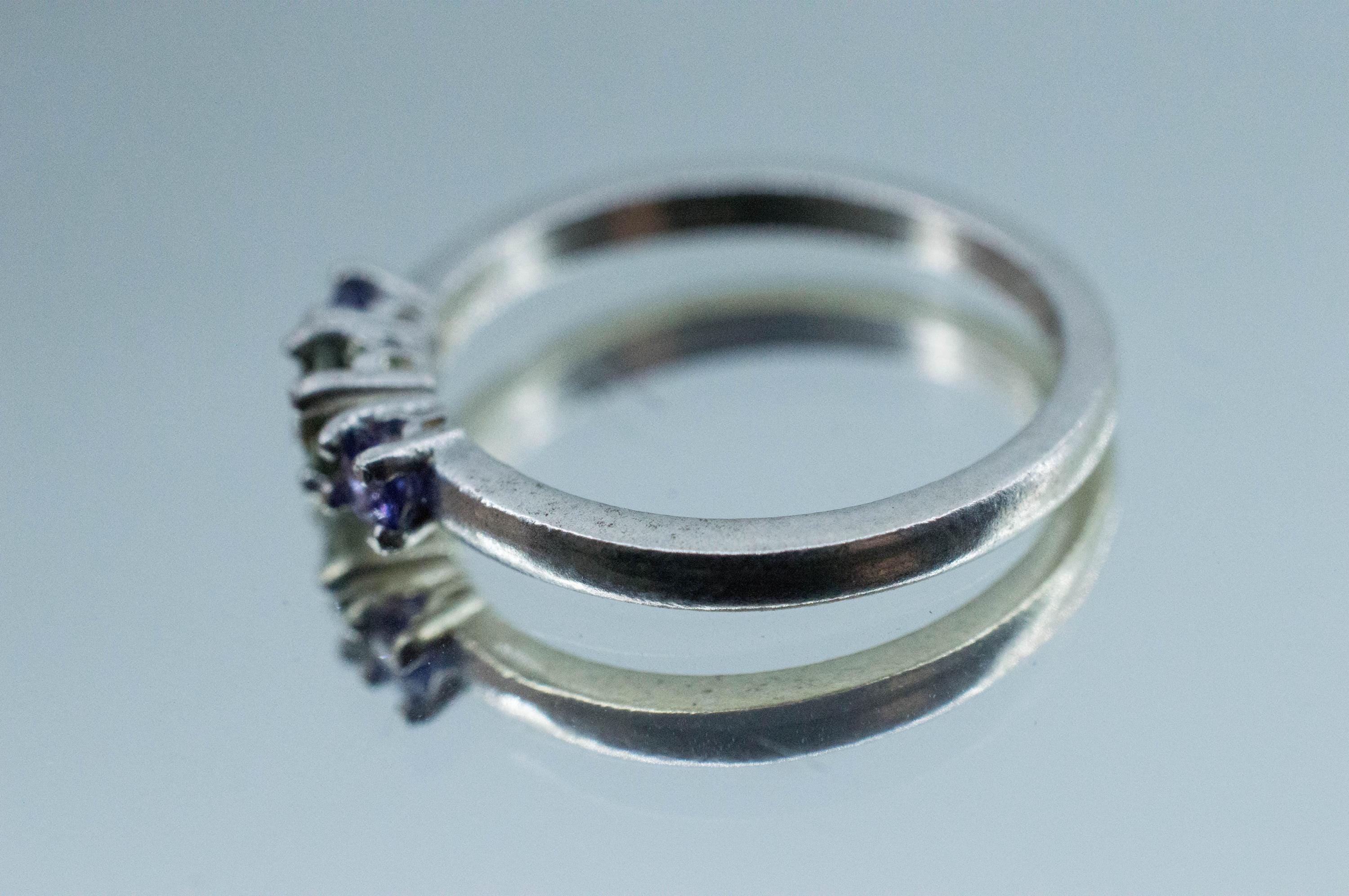 Moldavite and Sapphire Garnet Ring, Natural Untreated Moldavite and Garnet